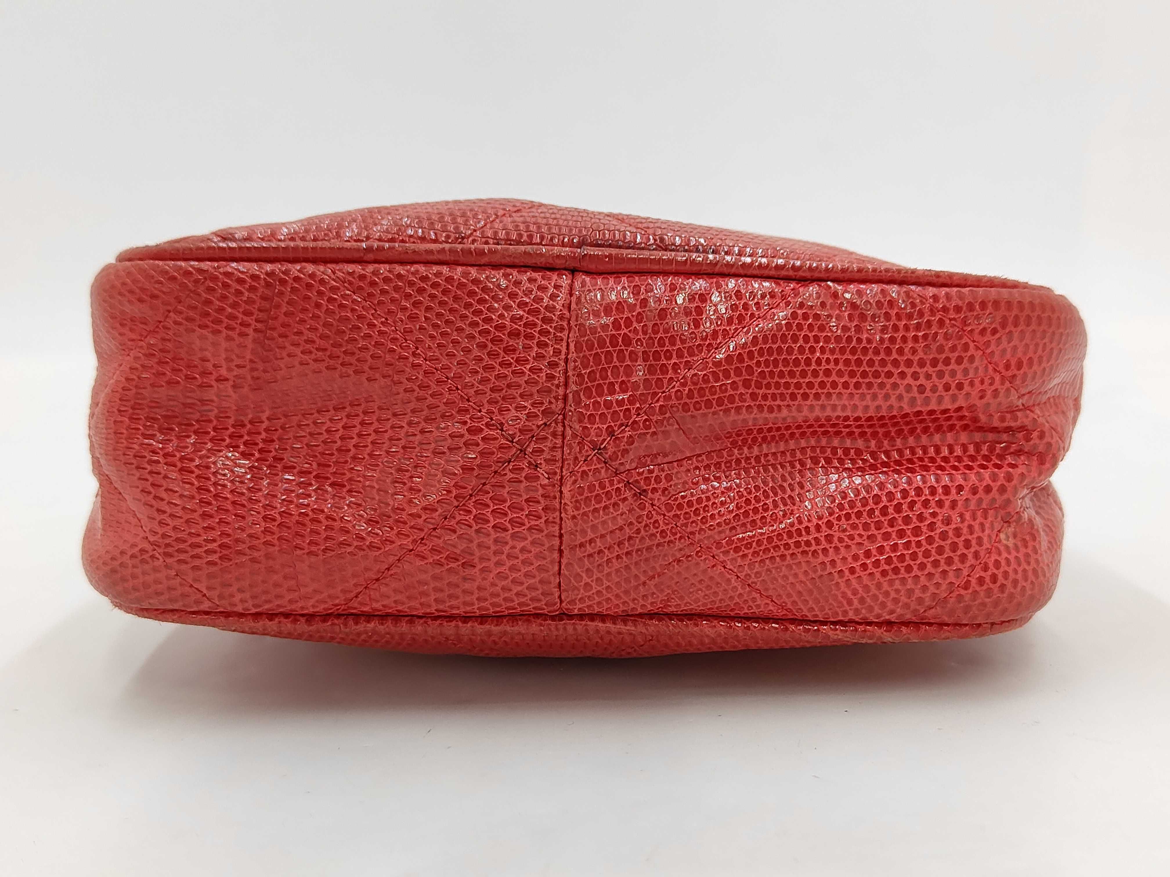 Chanel 0 Series Genuine Red Lizard Fringe Camera Shoulder Bag