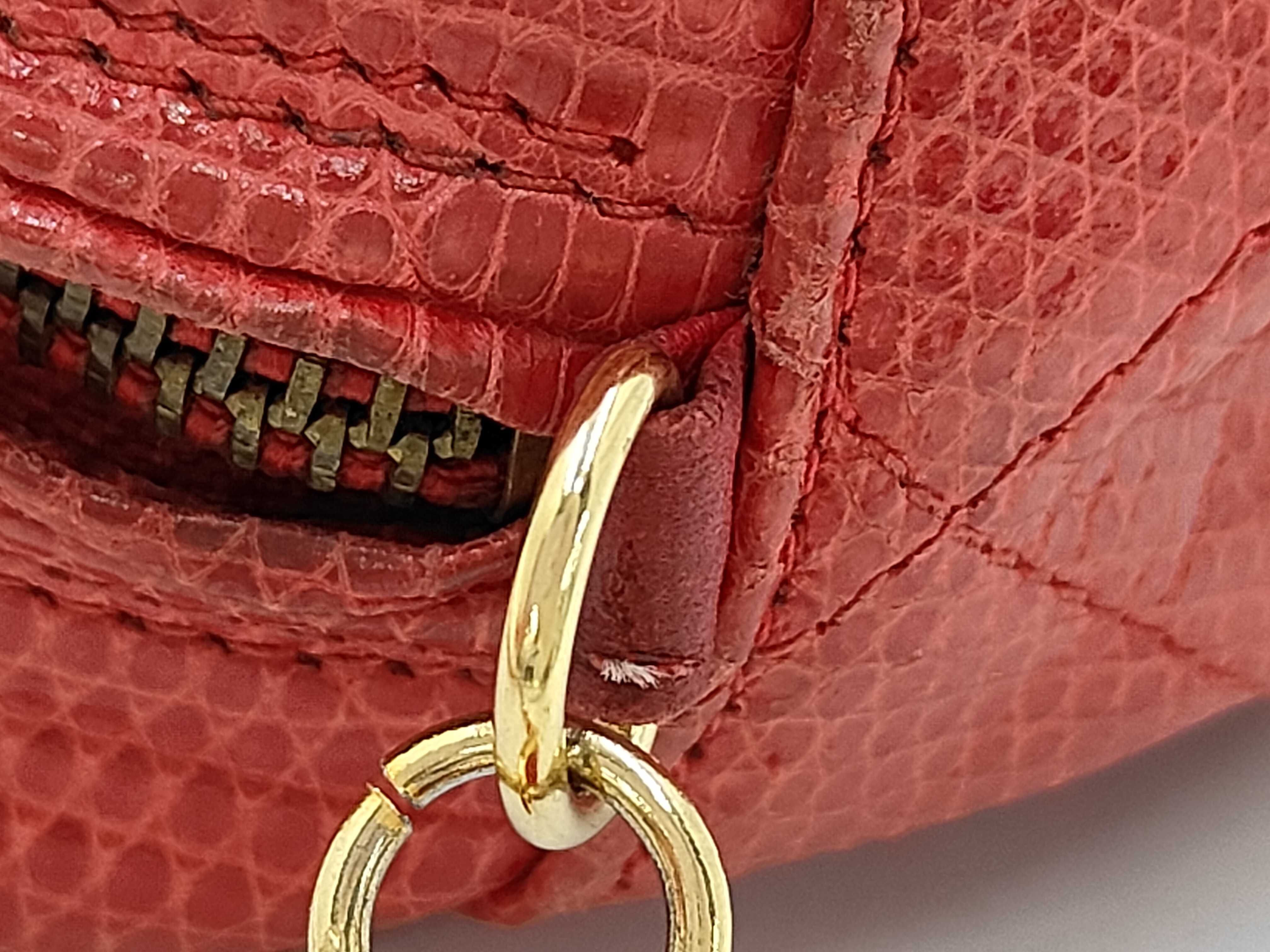 Chanel 0 Series Genuine Red Lizard Fringe Camera Shoulder Bag