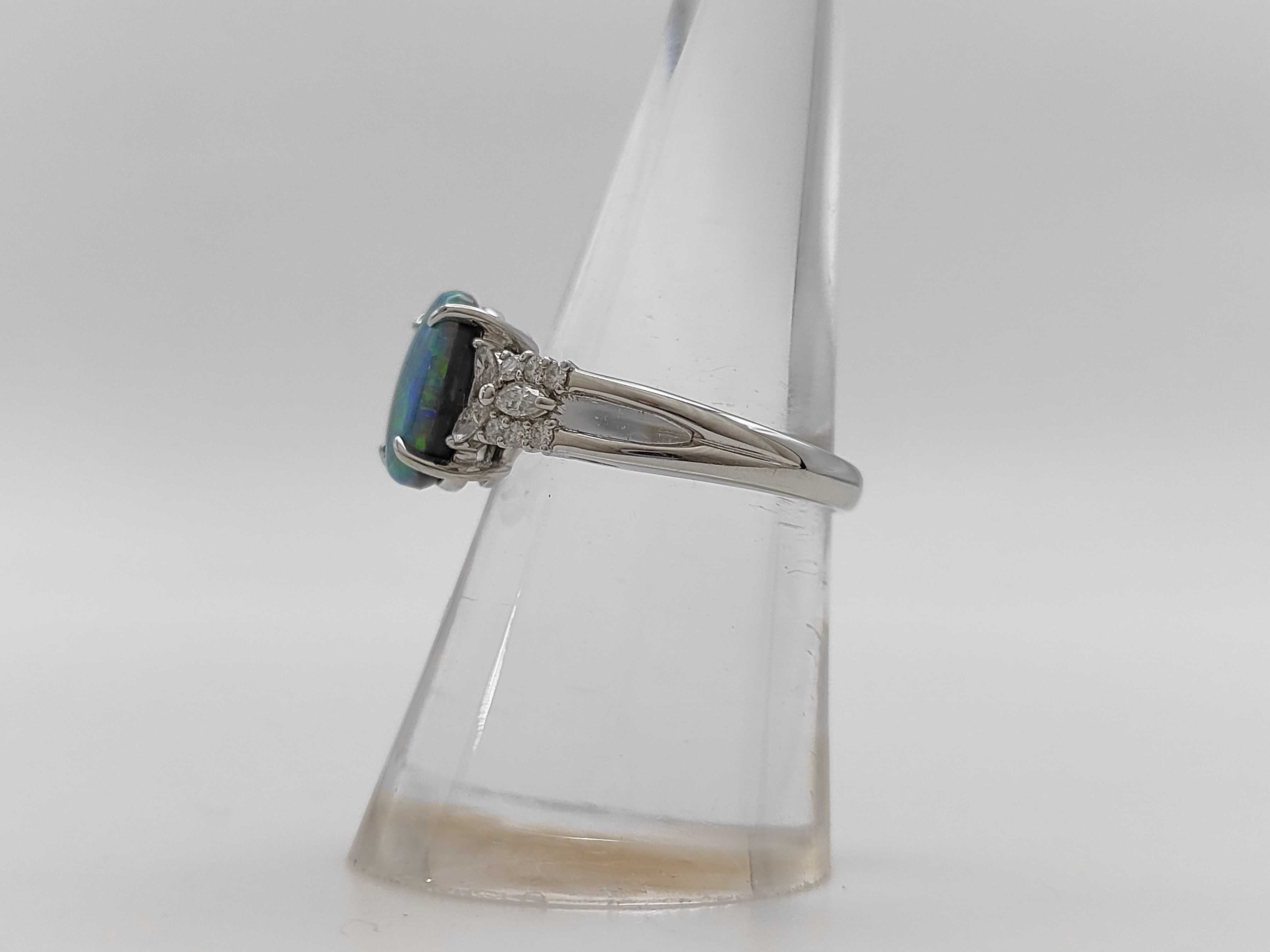 Platinum 1.73 Black Opal and 0.31ctw Diamond Cocktail Ring