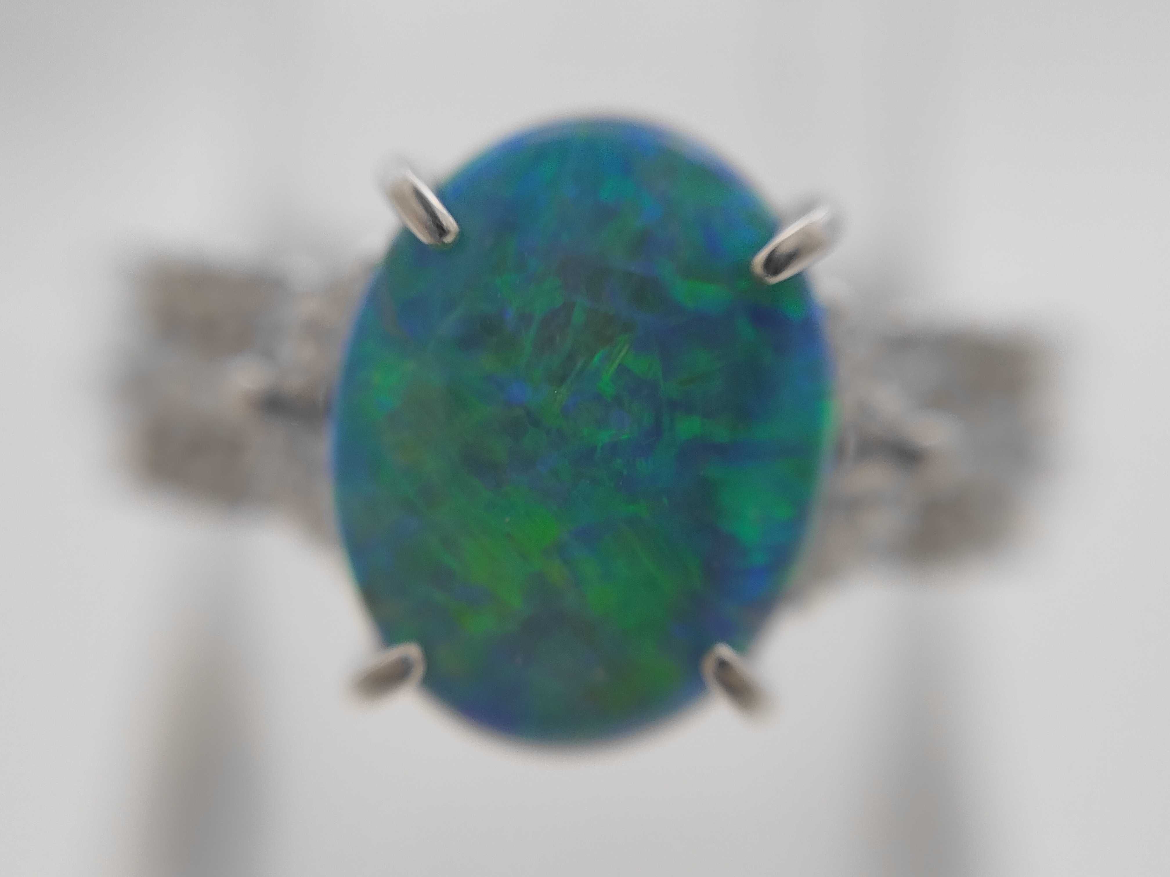 Platinum 1.73 Black Opal and 0.31ctw Diamond Cocktail Ring