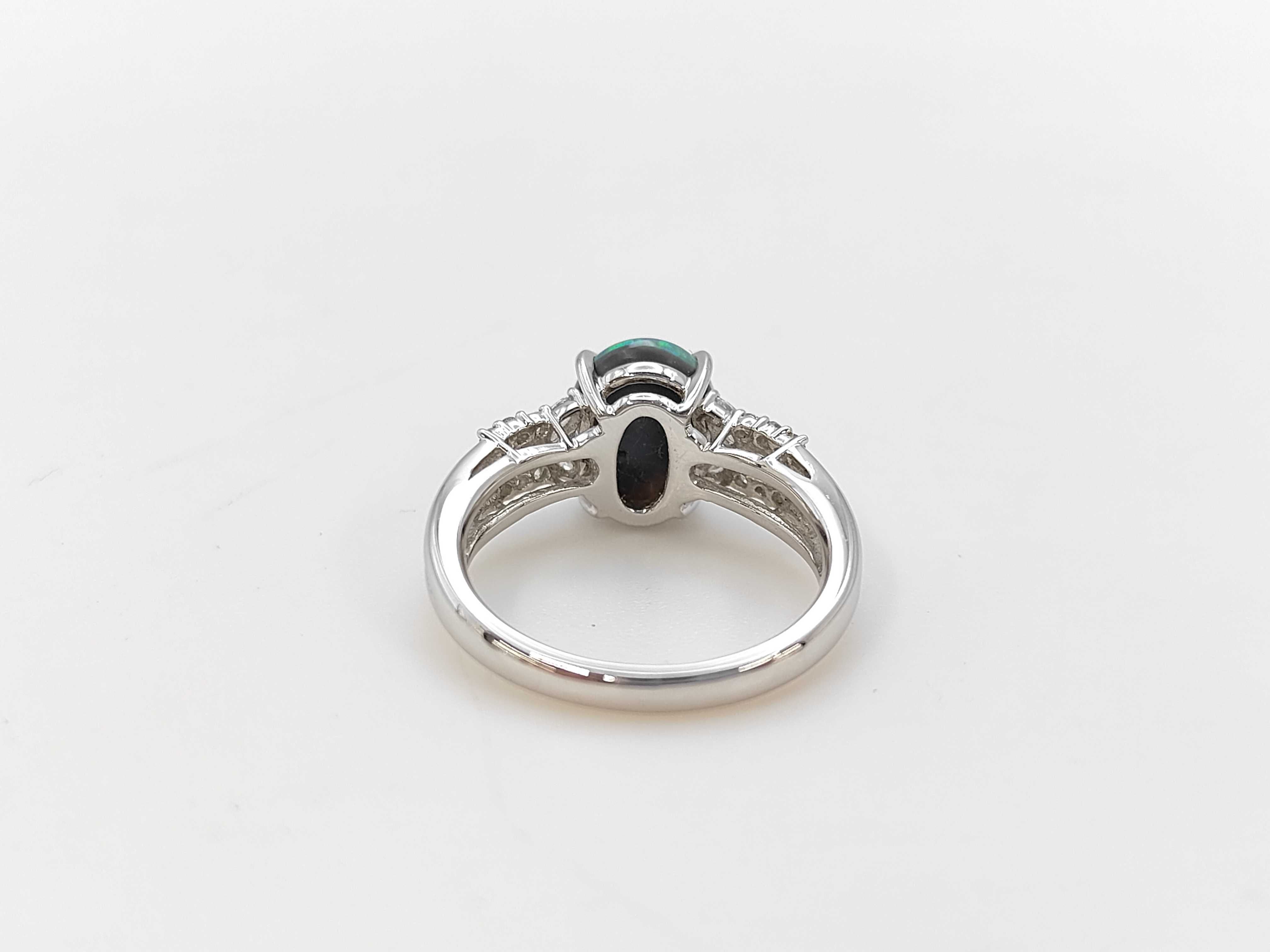 Platinum 1.73 Black Opal and 0.31ctw Diamond Cocktail Ring