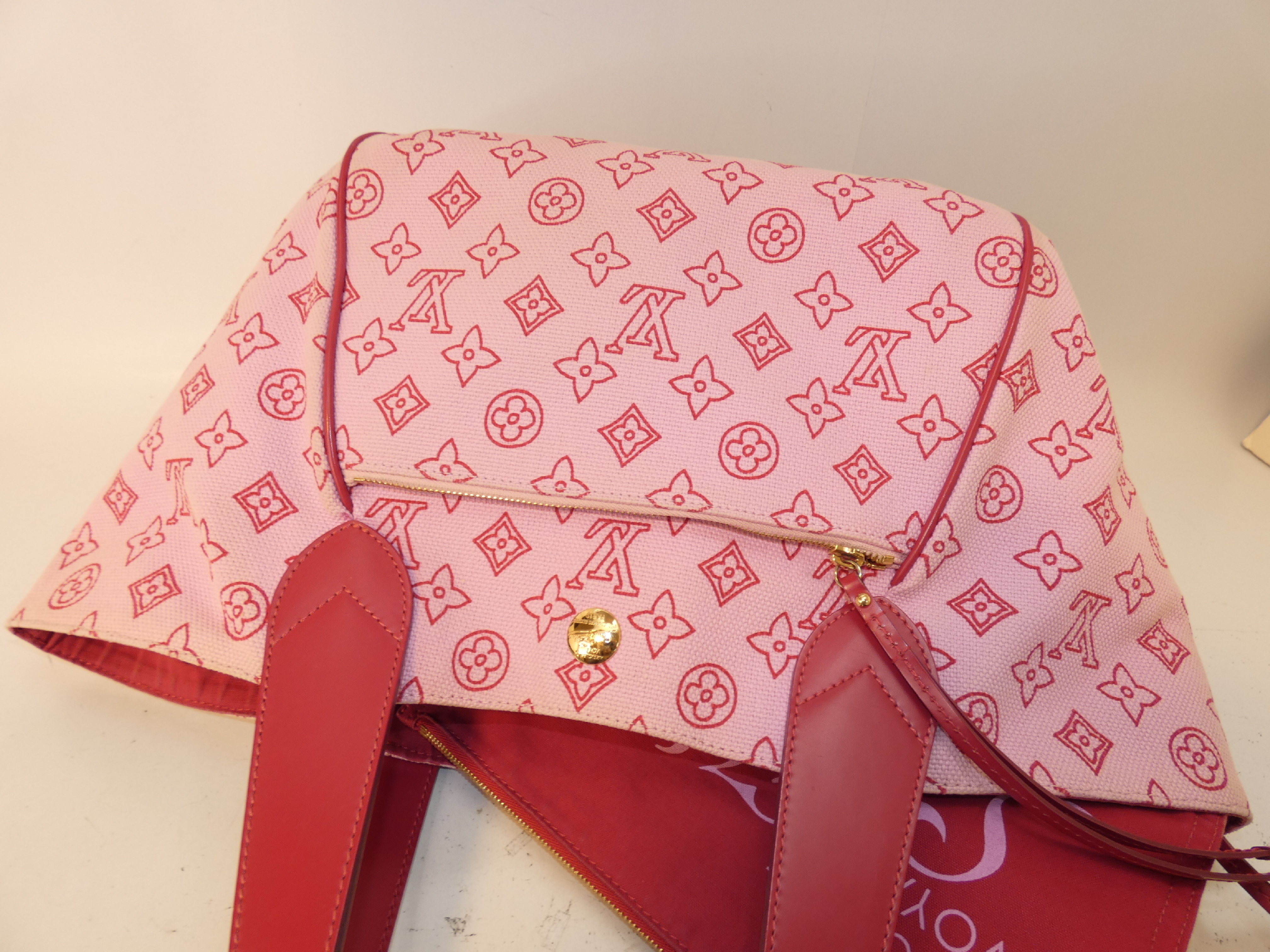 Louis Vuitton Pink Canvas Cabas Ipanema MM Tote Bag