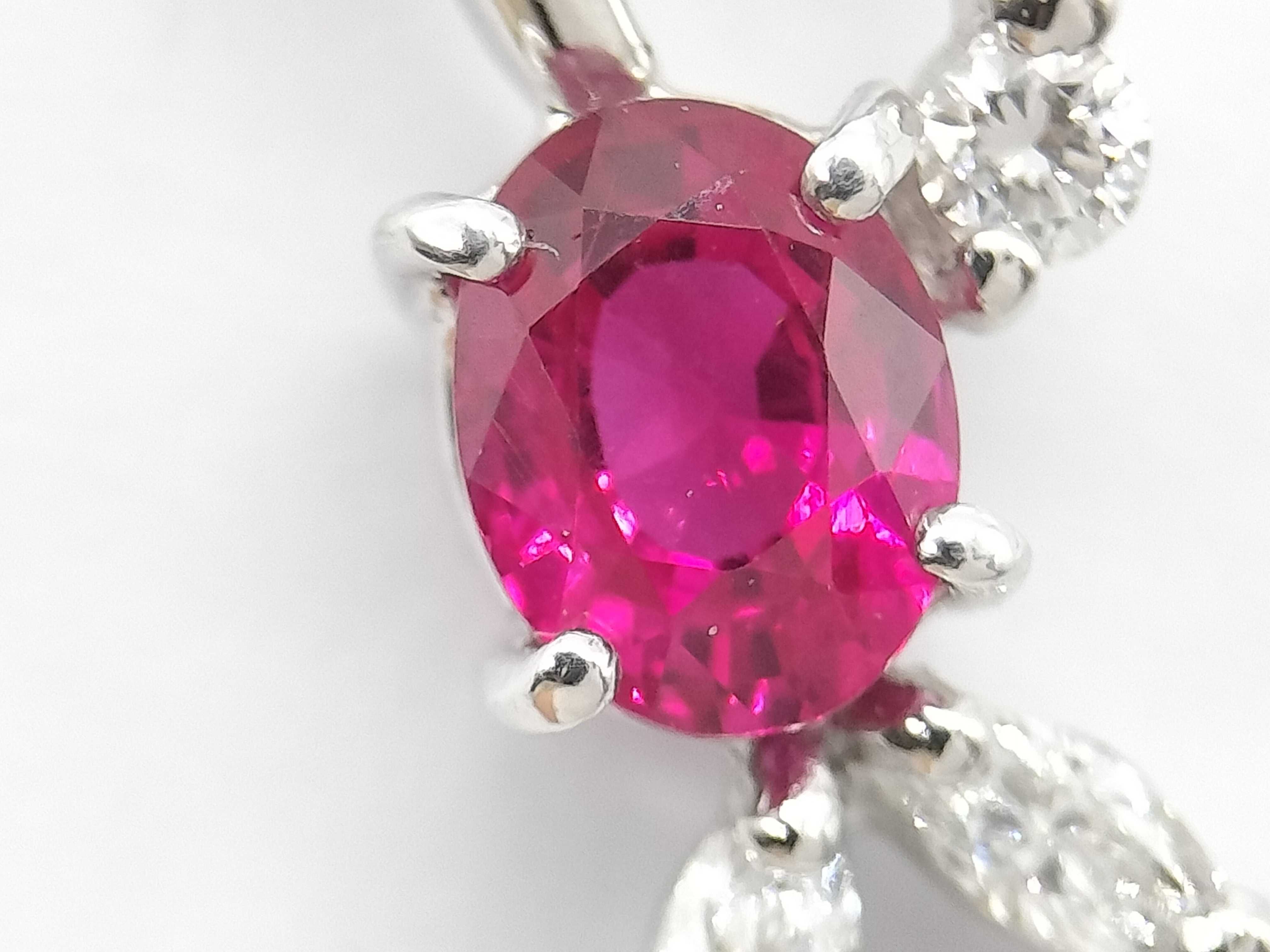 Platinum Ruby and Diamond Pendant Necklace