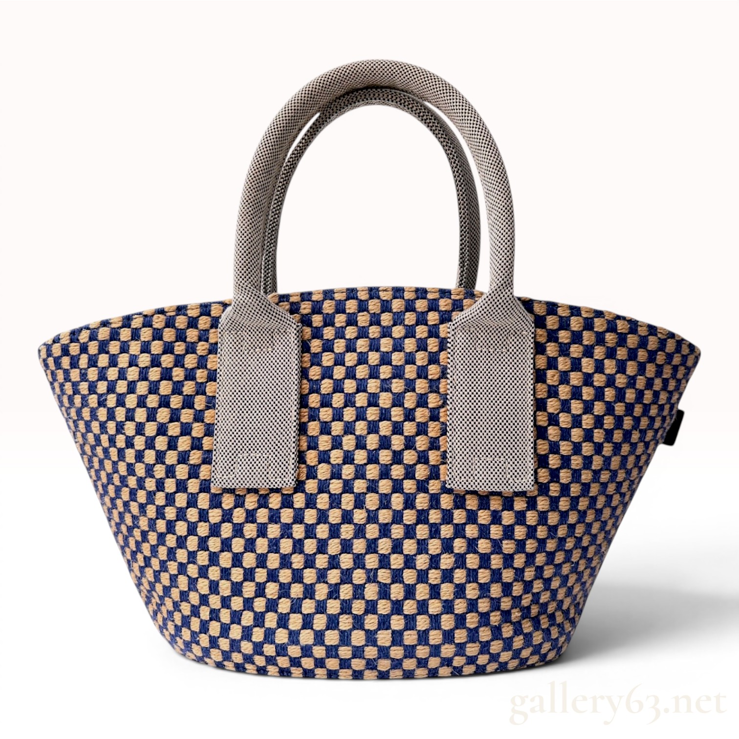 Hermes Basket Weave Jute Checkerboard PM Tote Bag