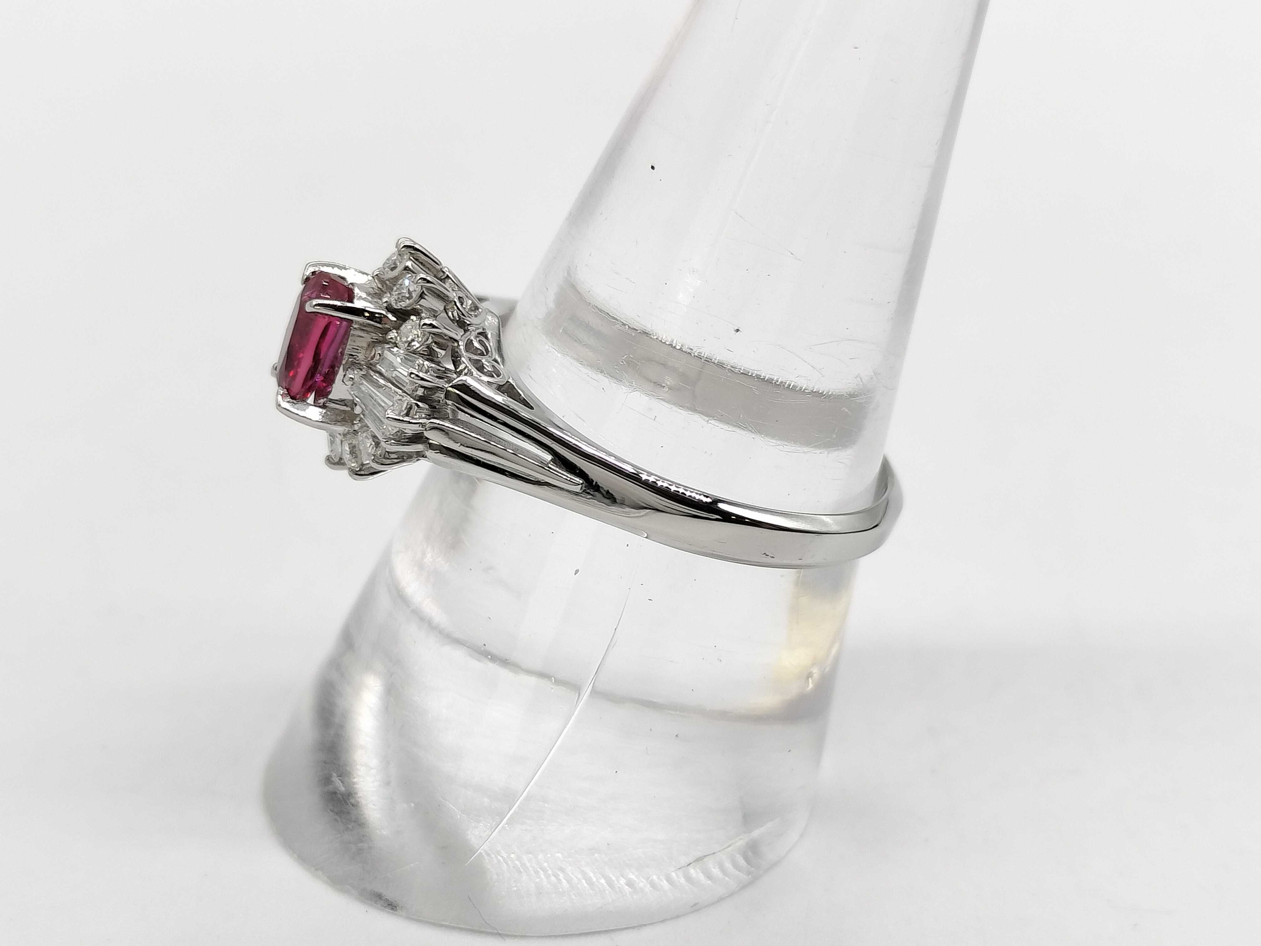 Platinum, Ruby, and Diamond Cocktail Ring size 7.5