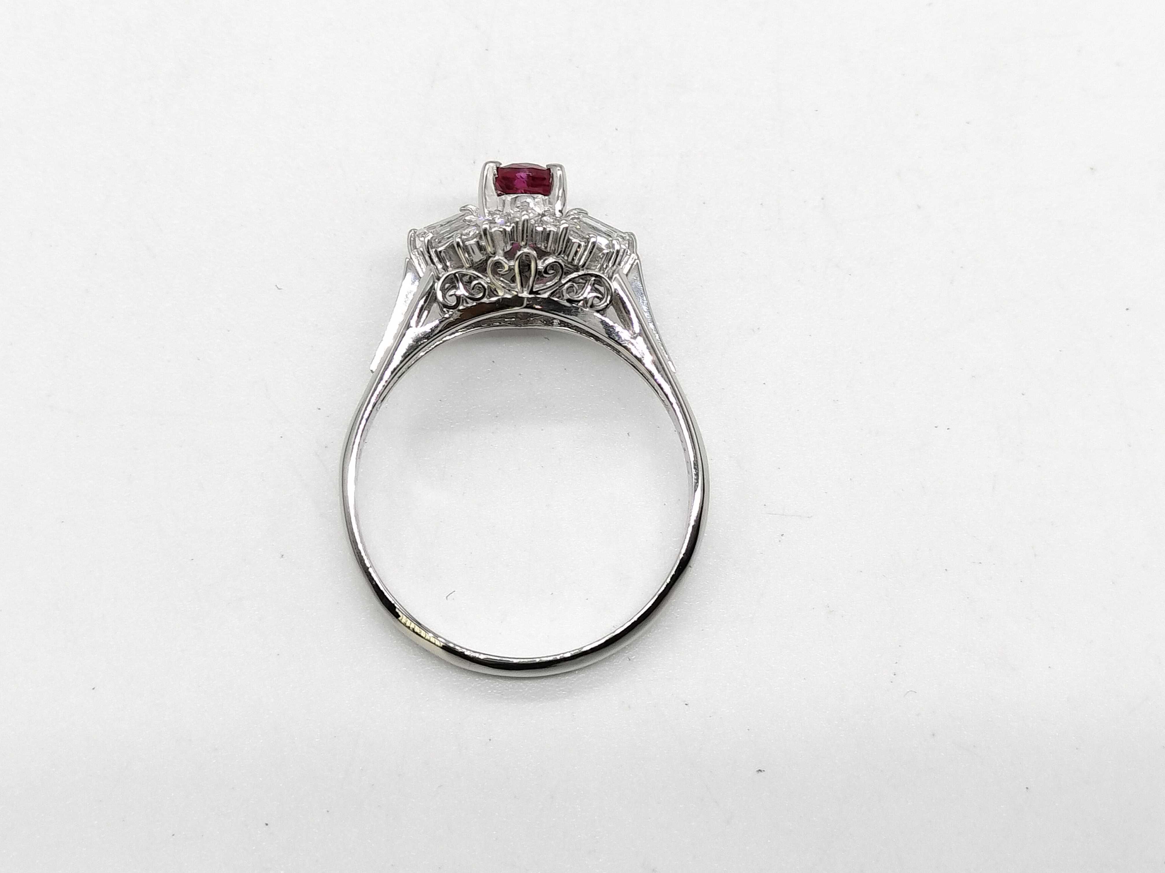 Platinum, Ruby, and Diamond Cocktail Ring size 7.5