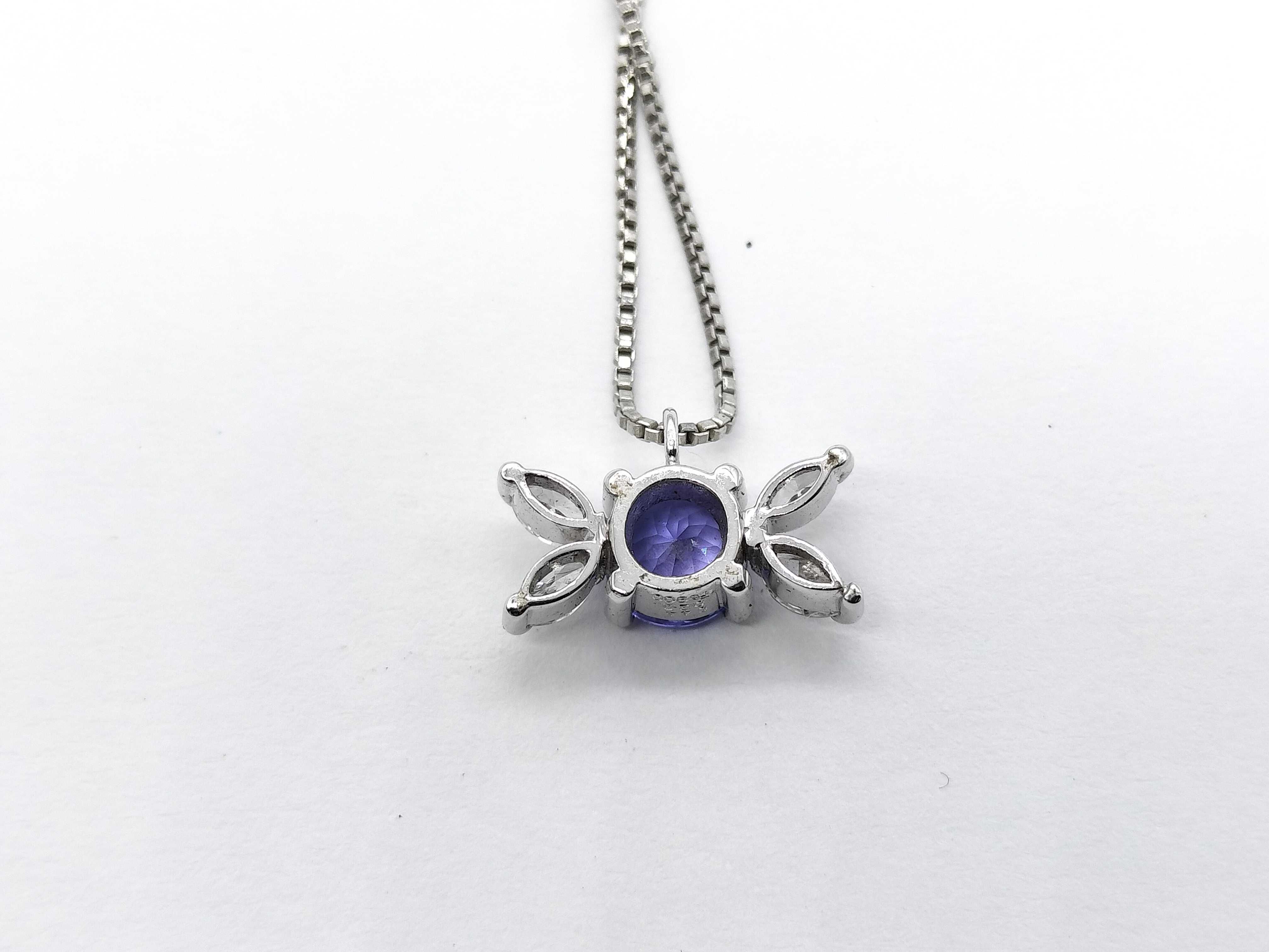 Tanzanite and Diamond Platinum Pendant Necklace w/Box