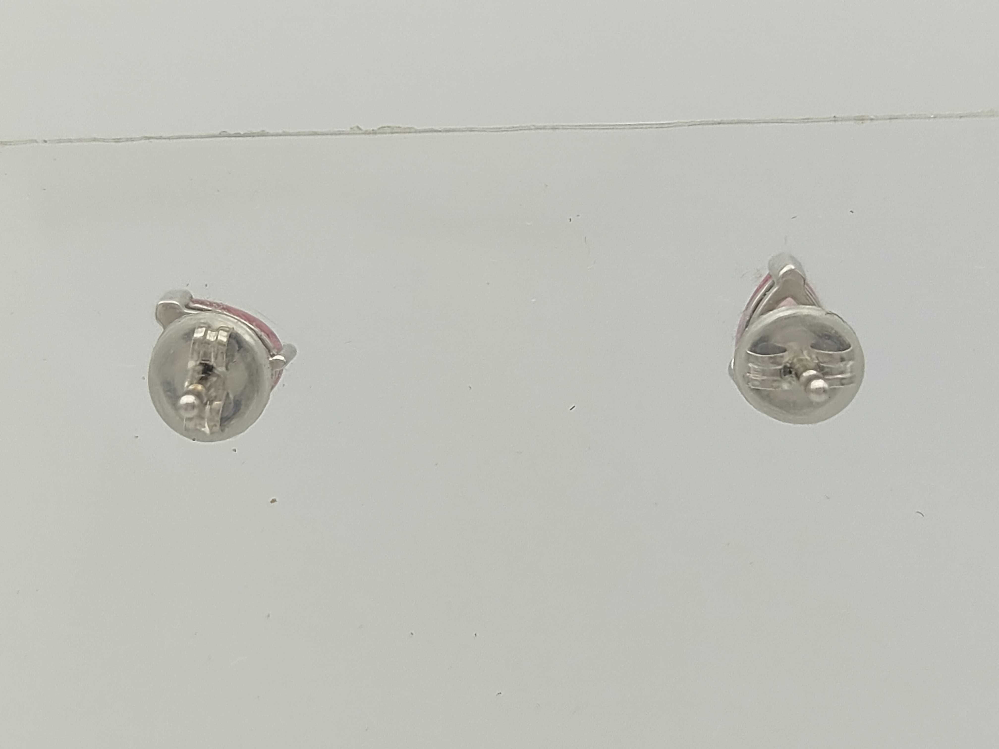 A Pair of Pear-Cut Pink Sapphire and 18K White Gold Stud Earrings