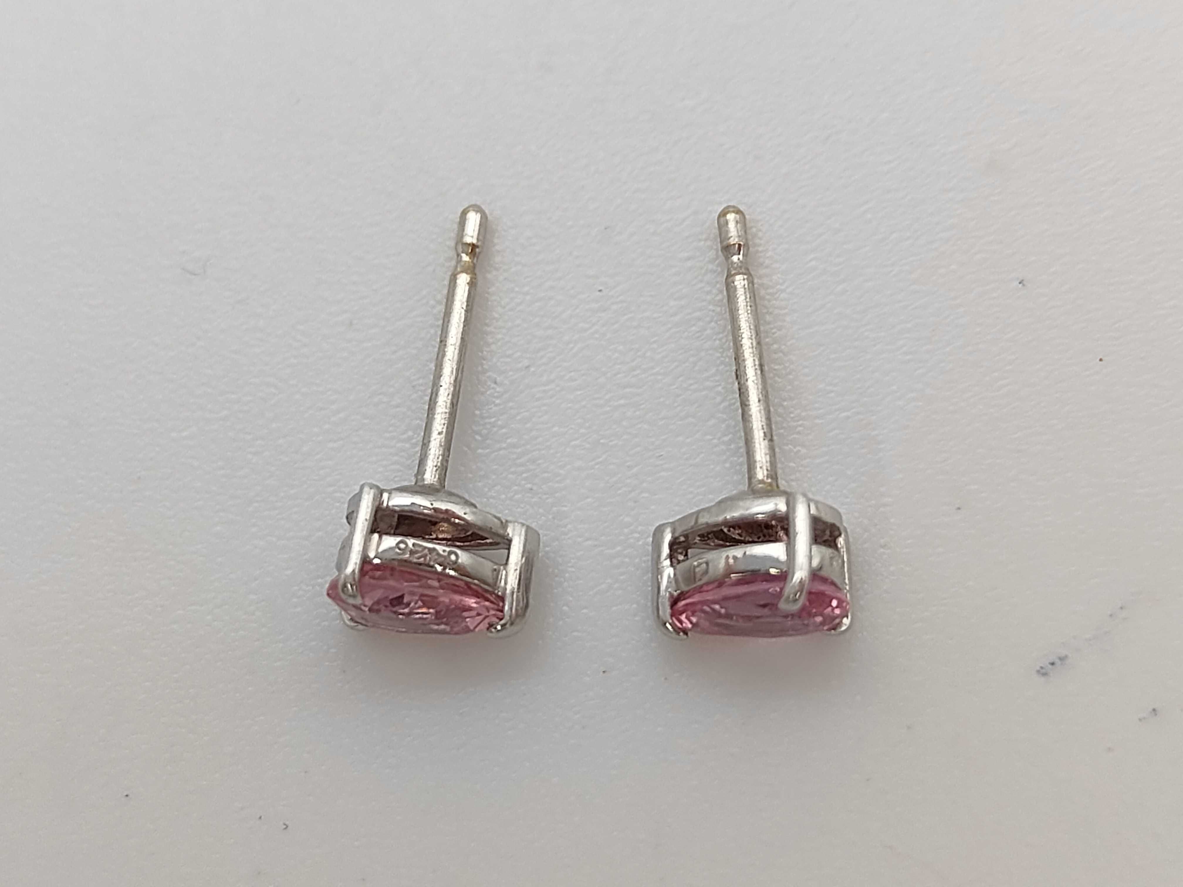 A Pair of Pear-Cut Pink Sapphire and 18K White Gold Stud Earrings