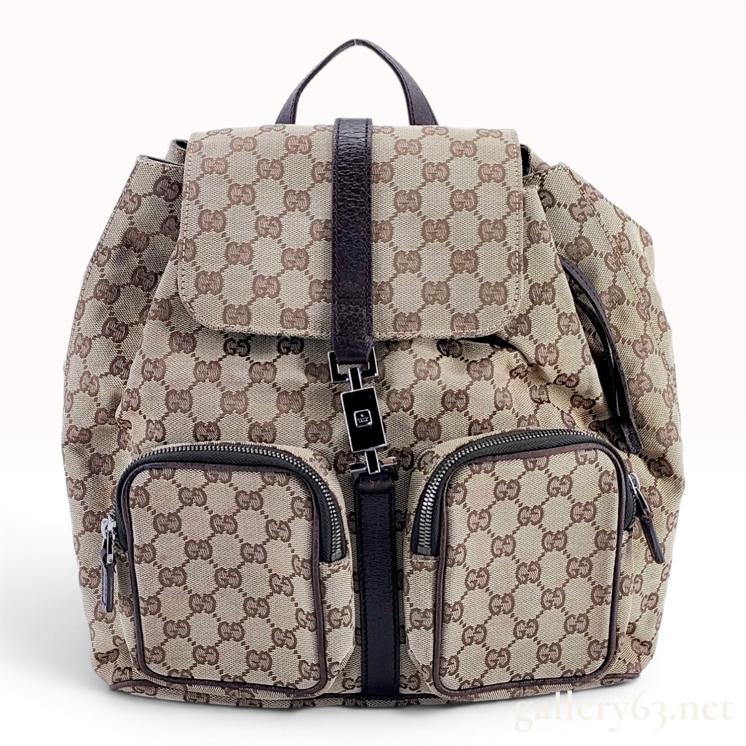 Gucci GG Monogram Canvas Jackie Two-Pocket Backpack