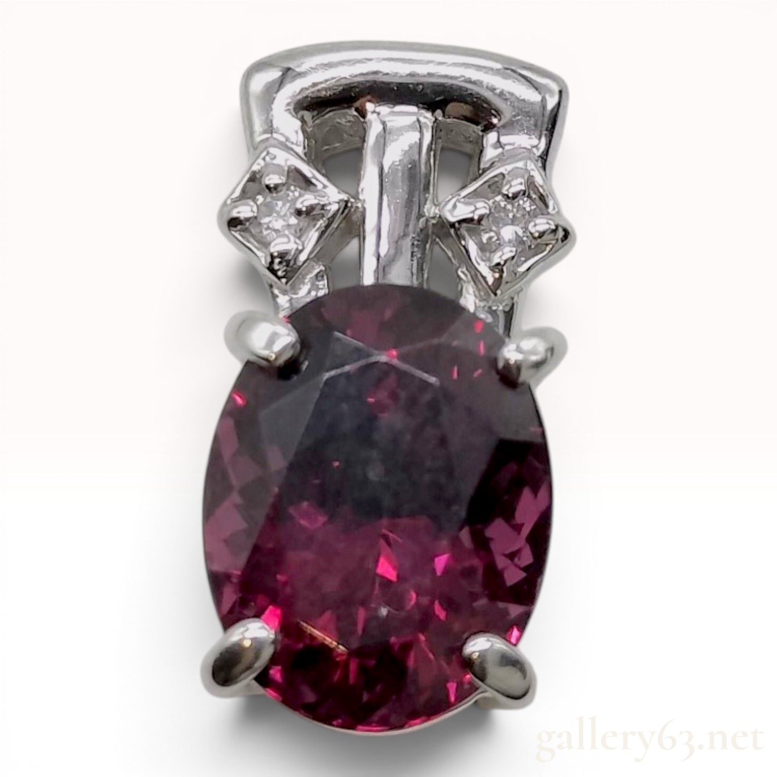 Platinum, 2.61ct Rhodolite Garnet, and Diamond Pendant