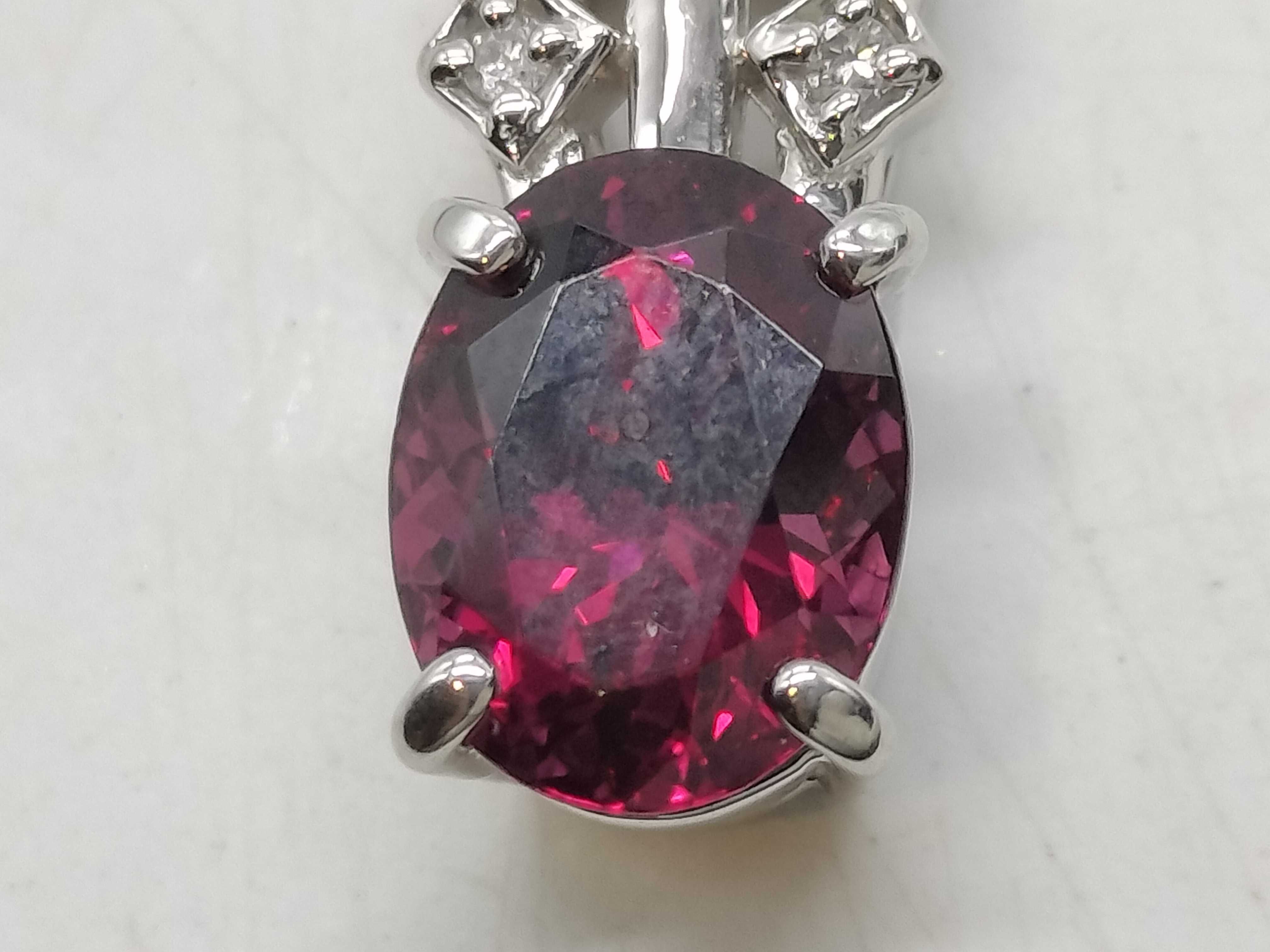 Platinum, 2.61ct Rhodolite Garnet, and Diamond Pendant