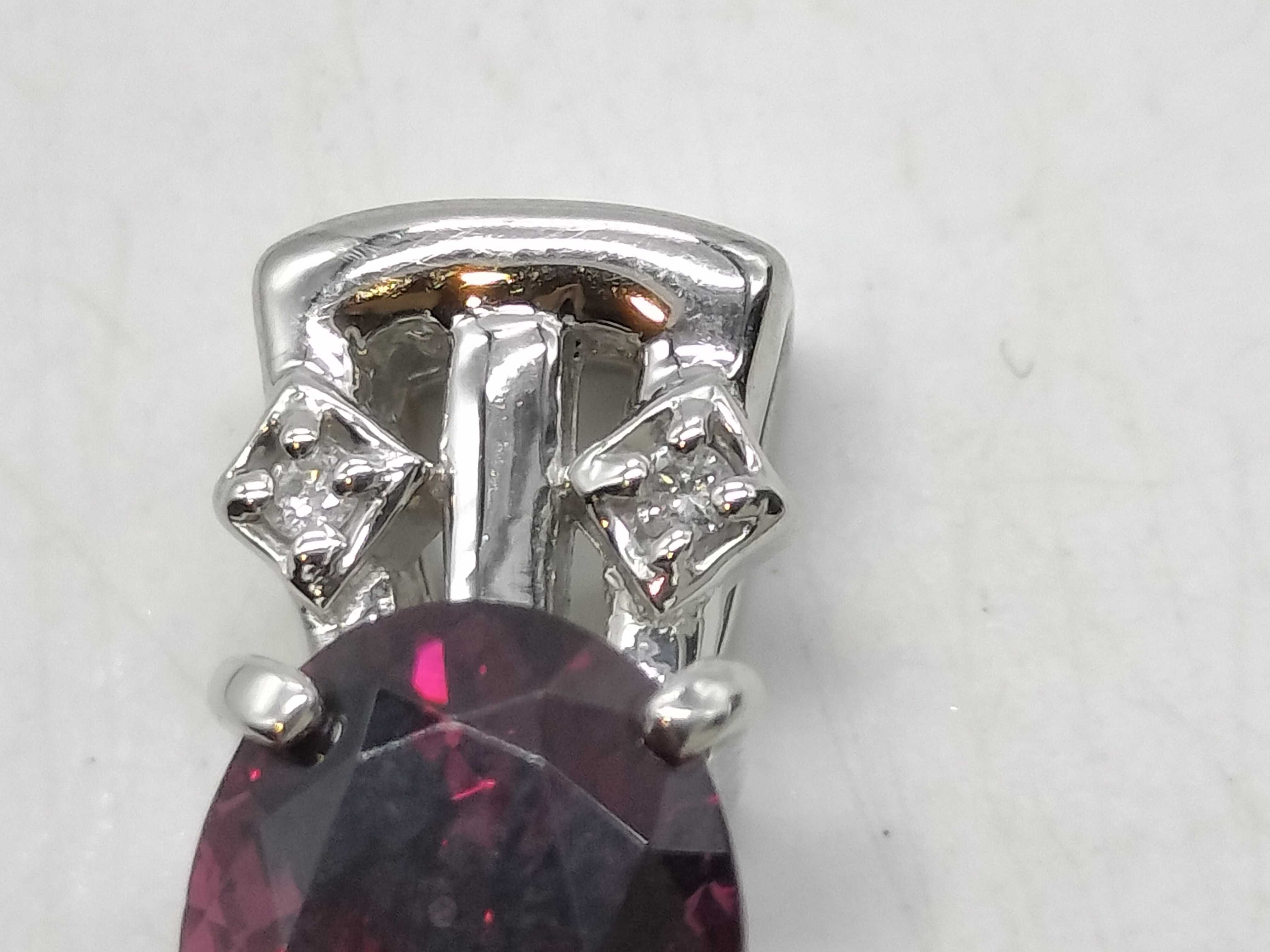 Platinum, 2.61ct Rhodolite Garnet, and Diamond Pendant