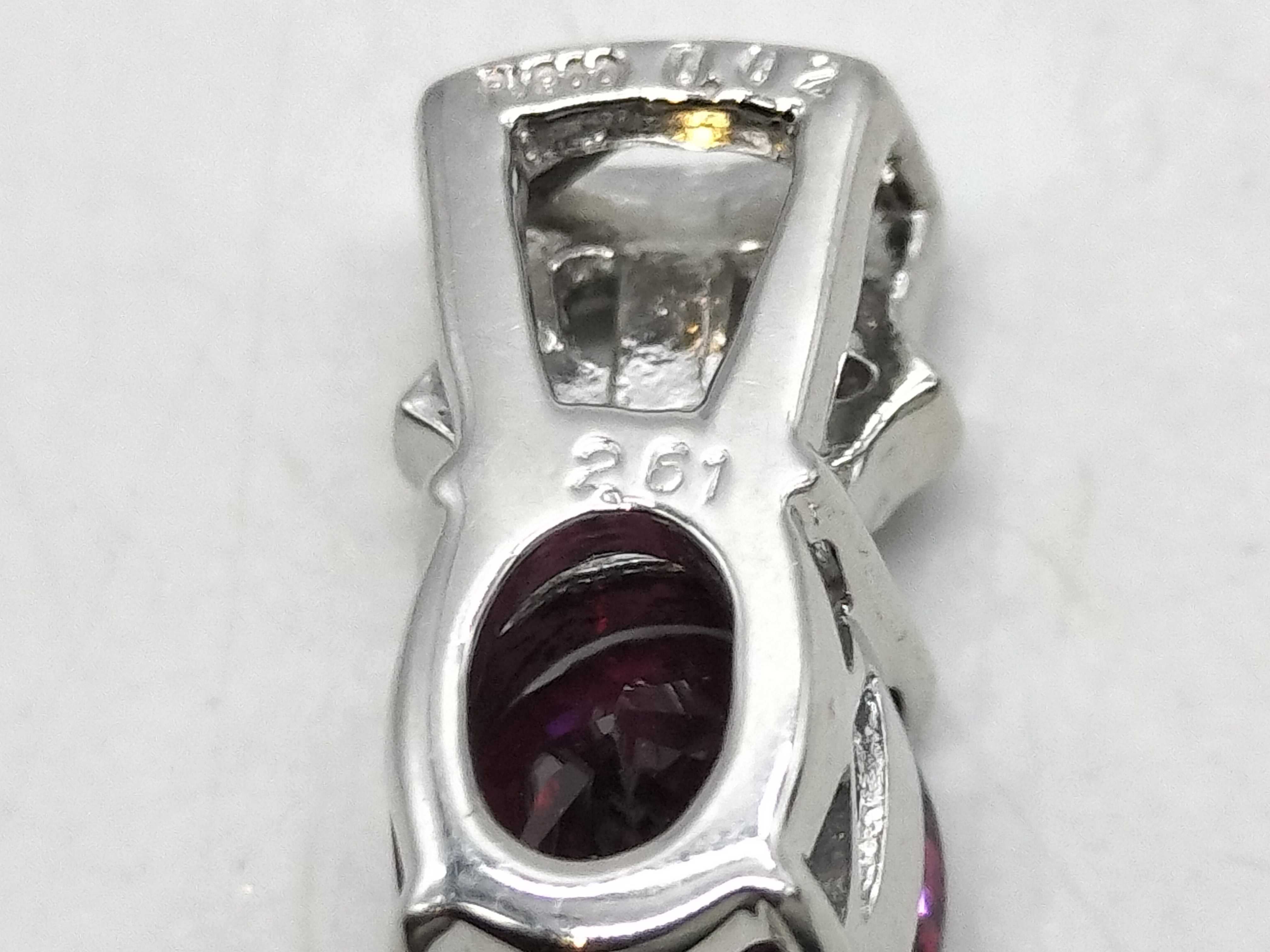 Platinum, 2.61ct Rhodolite Garnet, and Diamond Pendant
