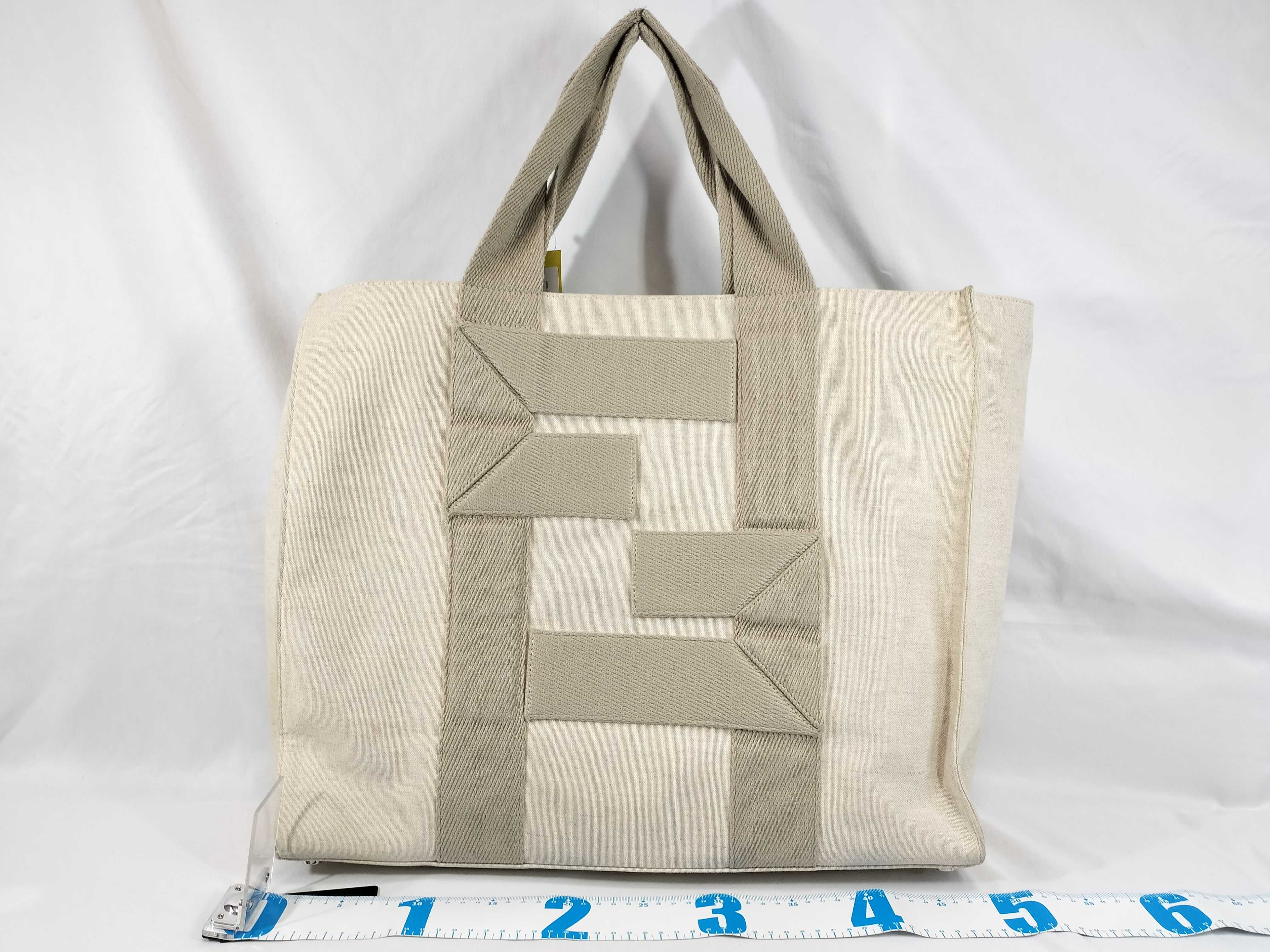 Fendi Large Canvas Logo Shopper Tote Bag