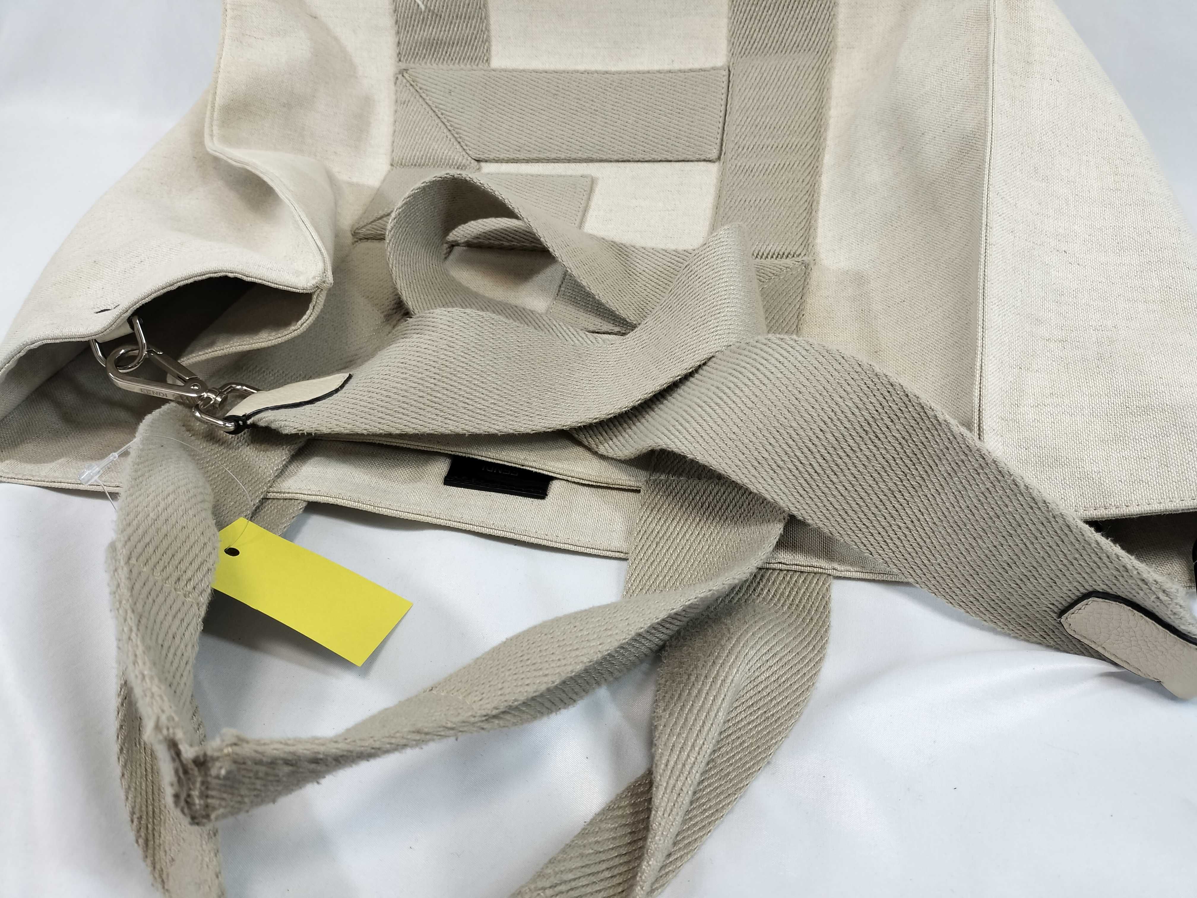 Fendi Large Canvas Logo Shopper Tote Bag