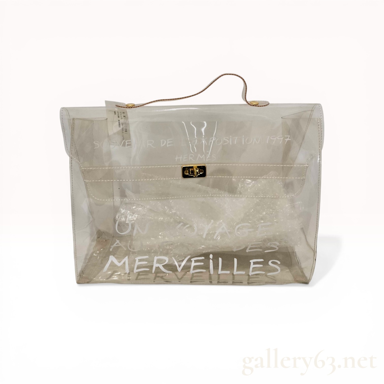 Hermes Vinyl Kelly Souvenir de l Exposition 1997 Clear Handbag