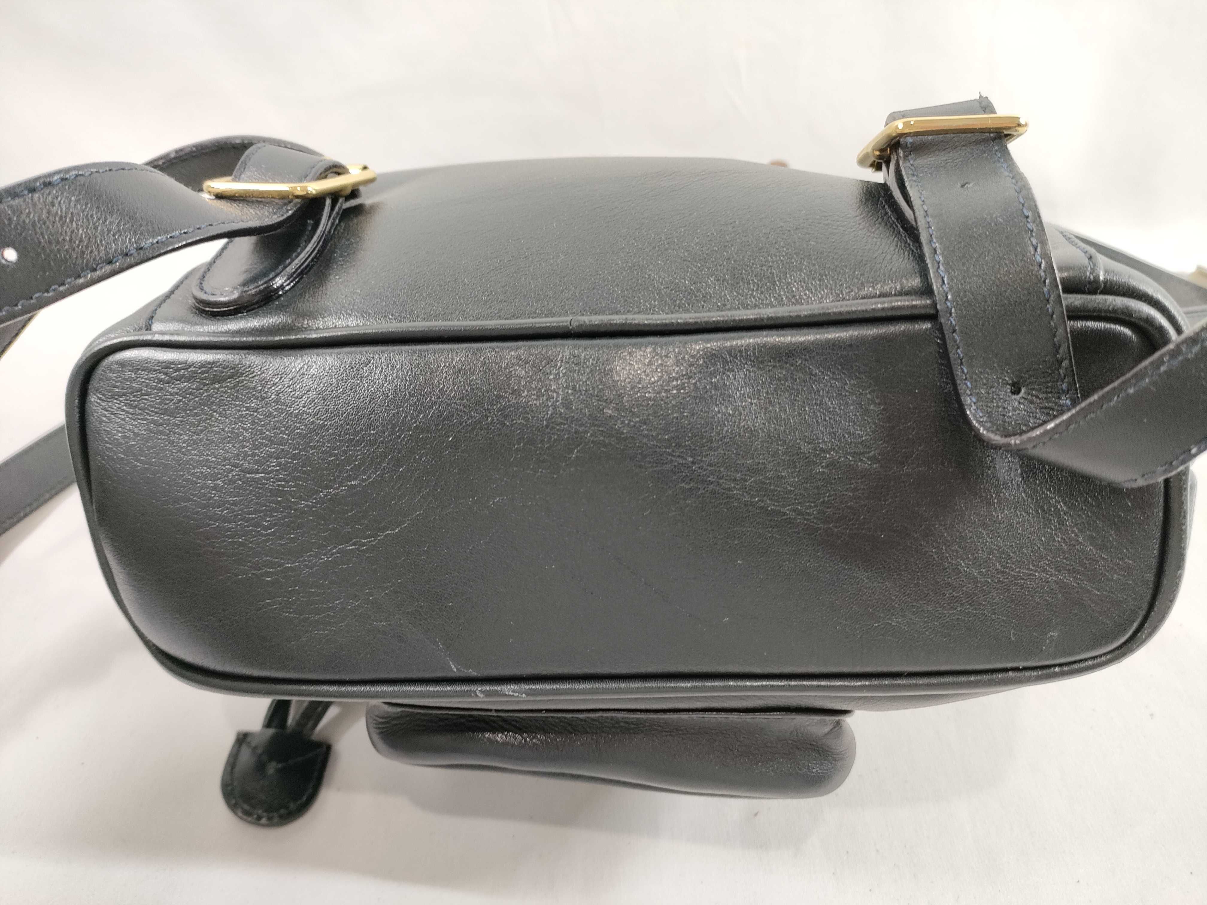 Gucci Vintage Black Leather Mini Backpack with Bamboo Handle