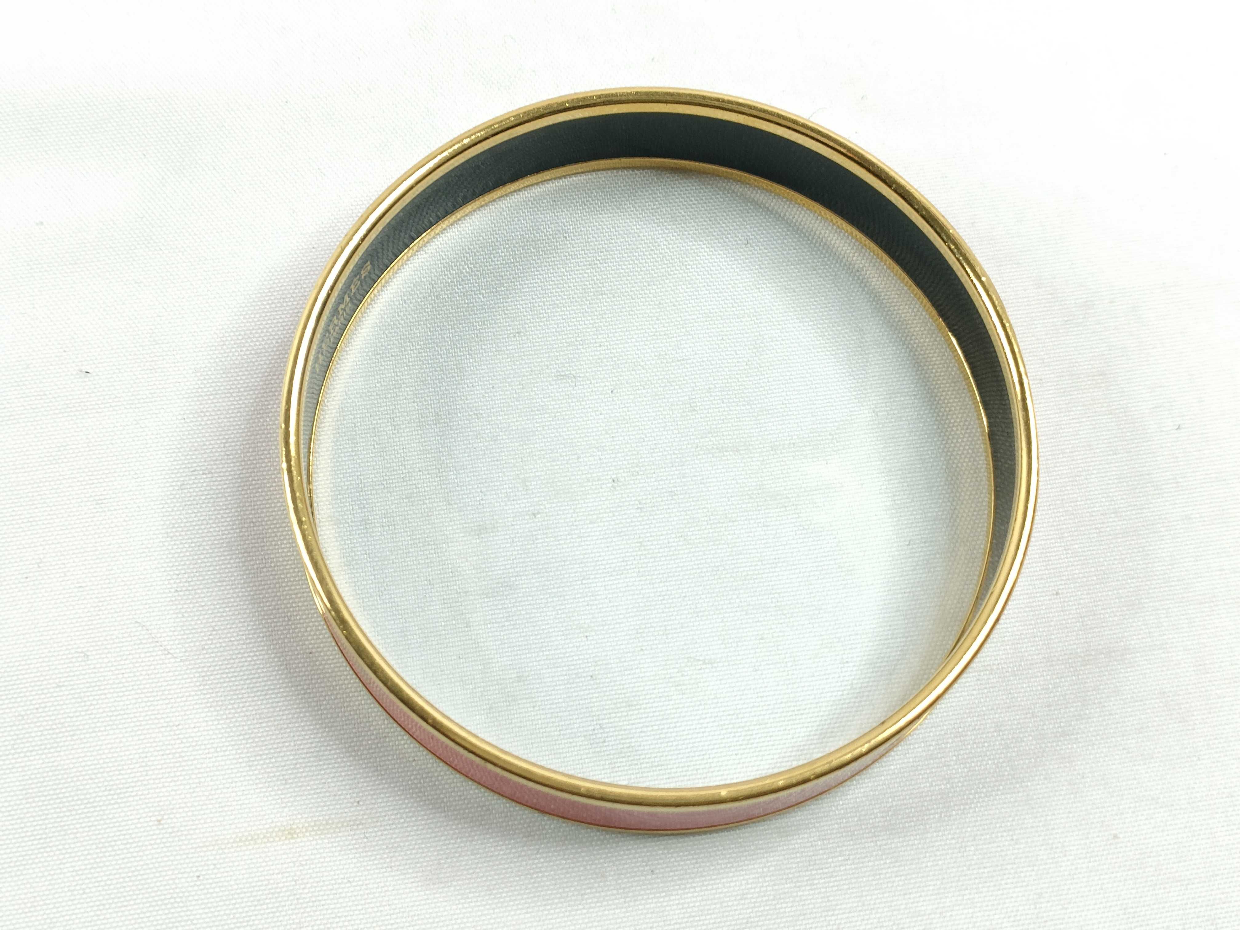 Hermes Caleche Red Enamel and Gold-Plated Narrow Bangle Bracelet