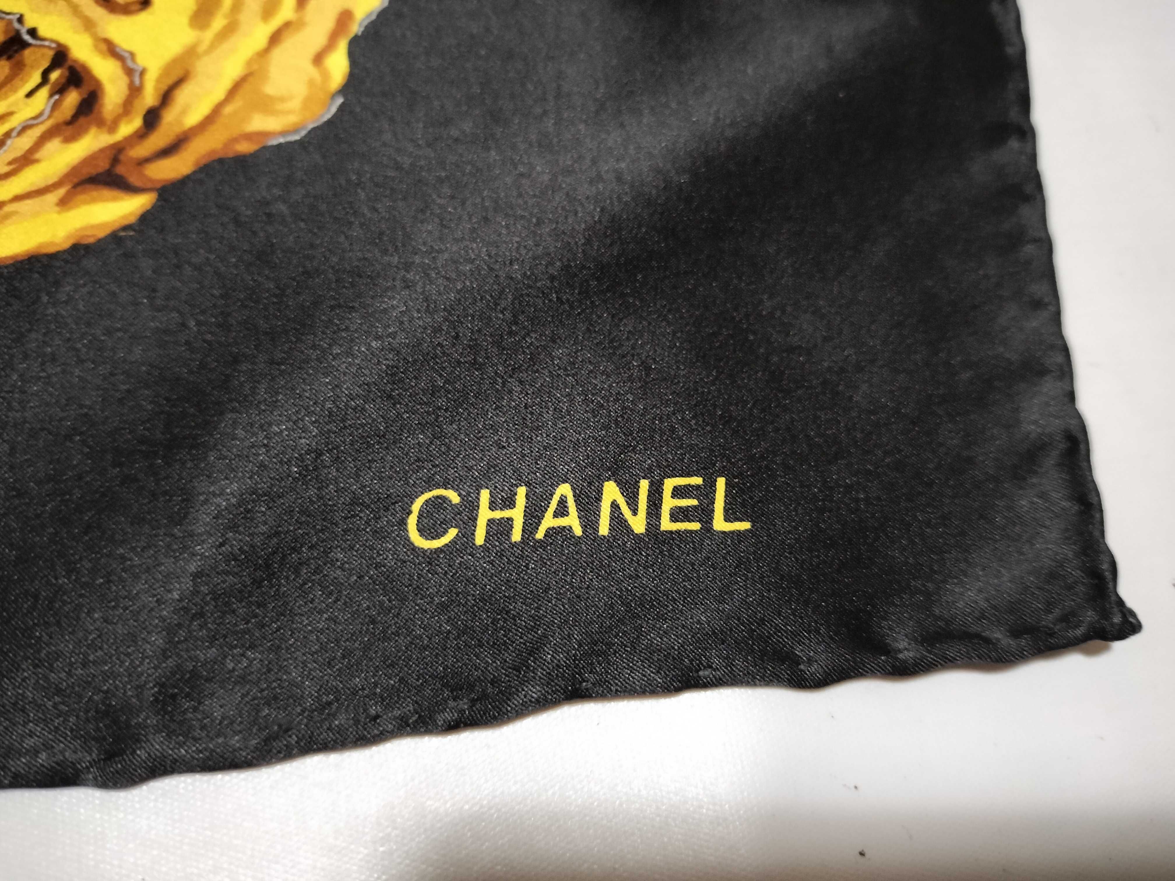 Chanel Silk Scarf in Wheat and Roses Pattern