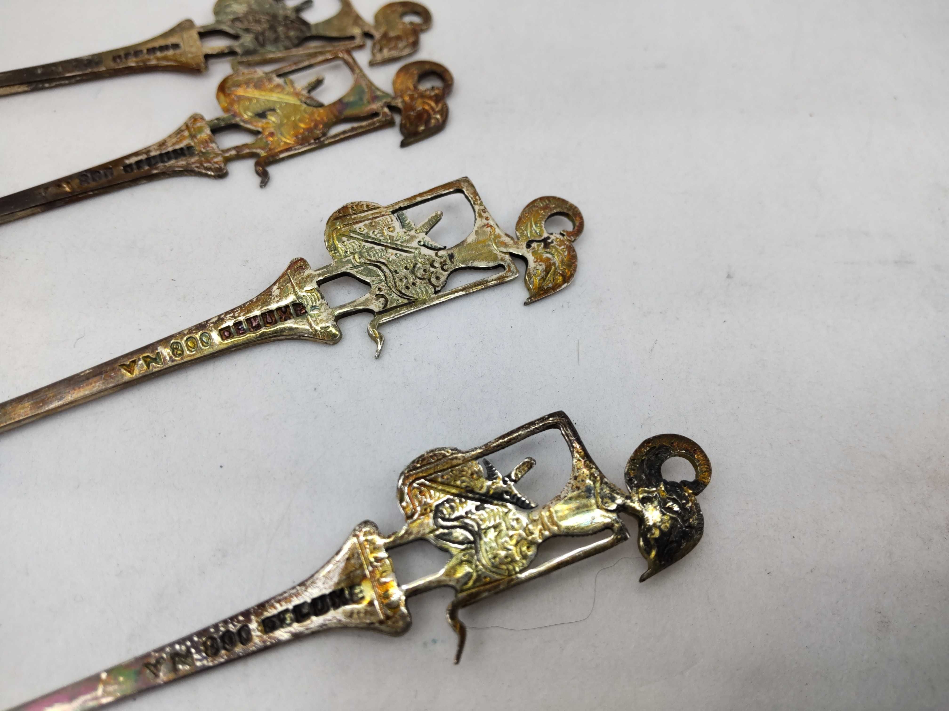 Set of Six Indonesian Jogya.800 Silver Wayang Decorative Spoons