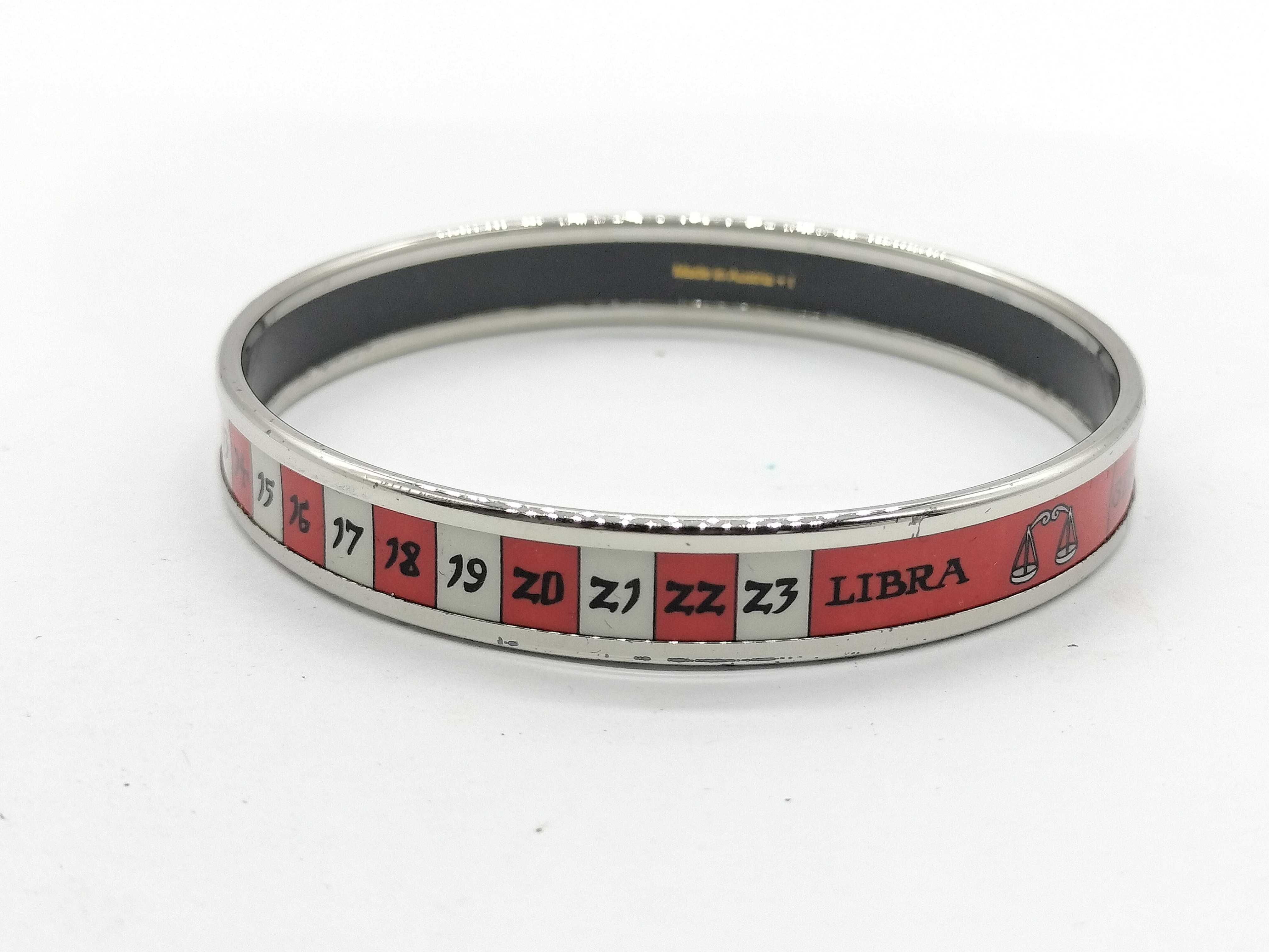 Hermes Astrologie Libra Narrow Enamel Bangle Bracelet with Box