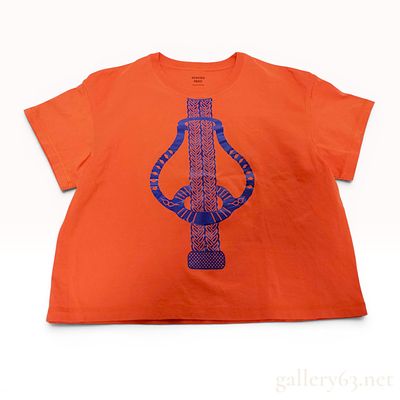 Hermes Fantaisie d'Etriers Orange Cotton Graphic T-Shirt, Size 38. A short-sleeved, crew-neck 