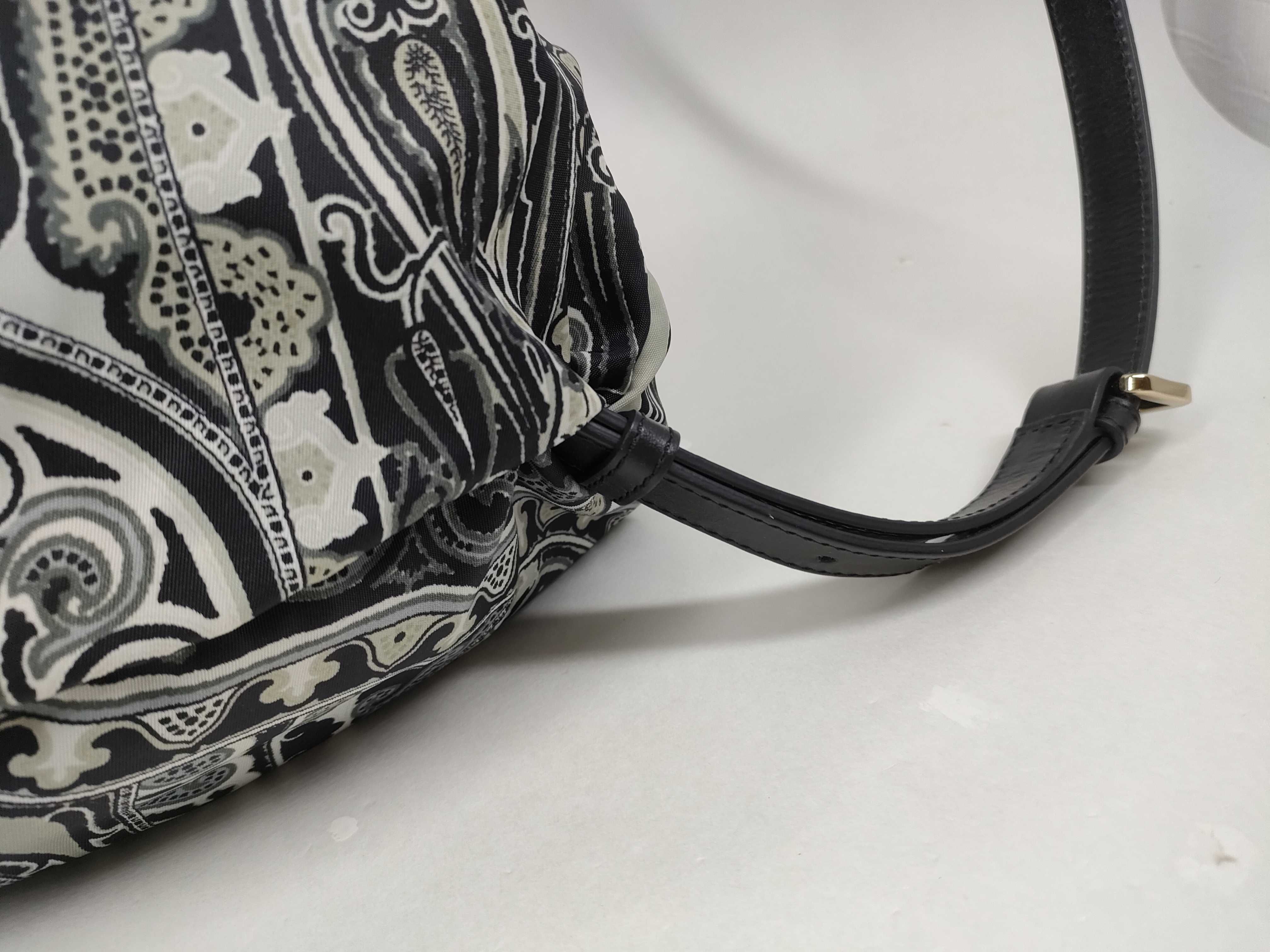 Etro Milano Monochrome Paisley Print Textile and Leather Backpack