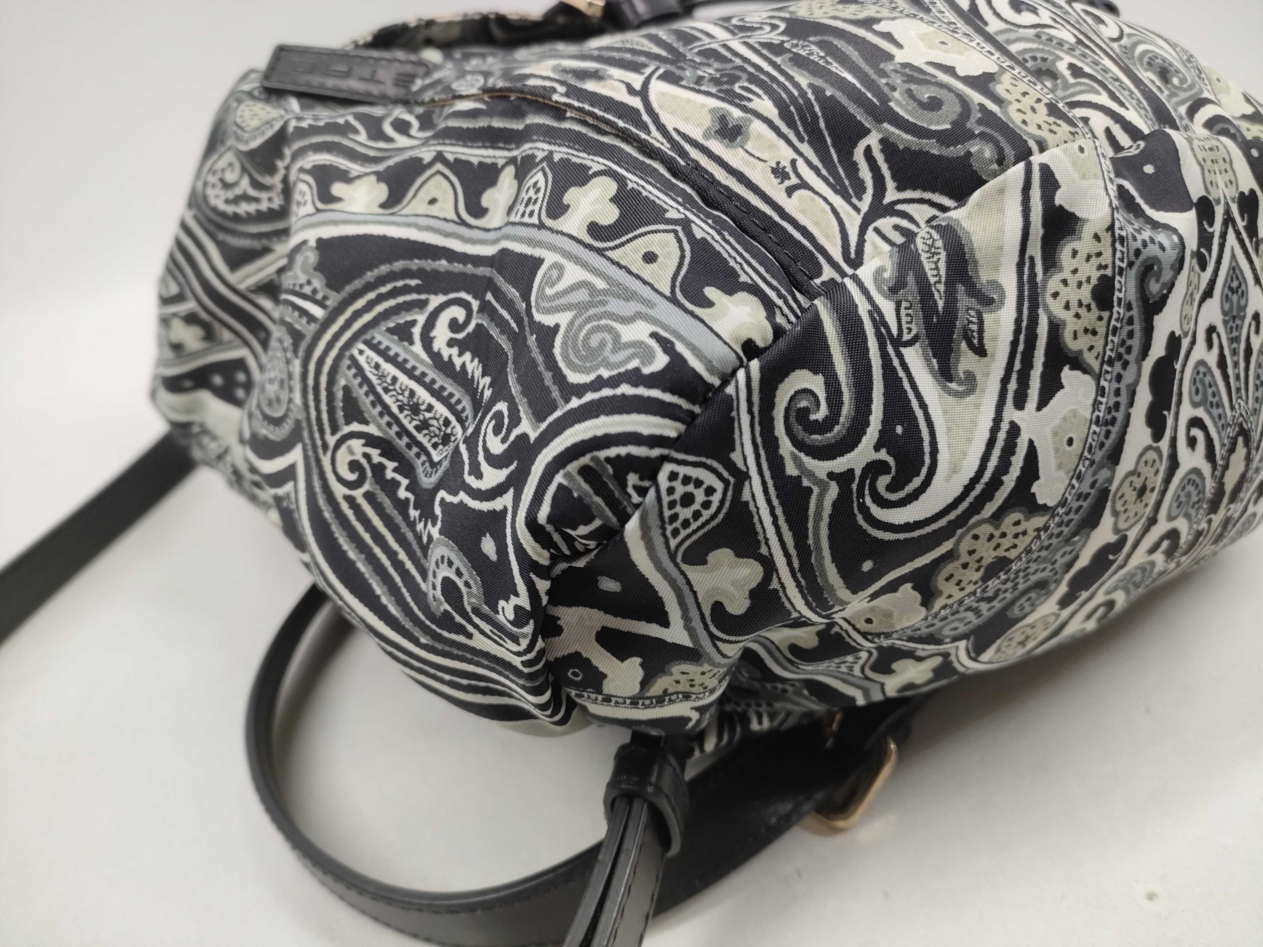 Etro Milano Monochrome Paisley Print Textile and Leather Backpack