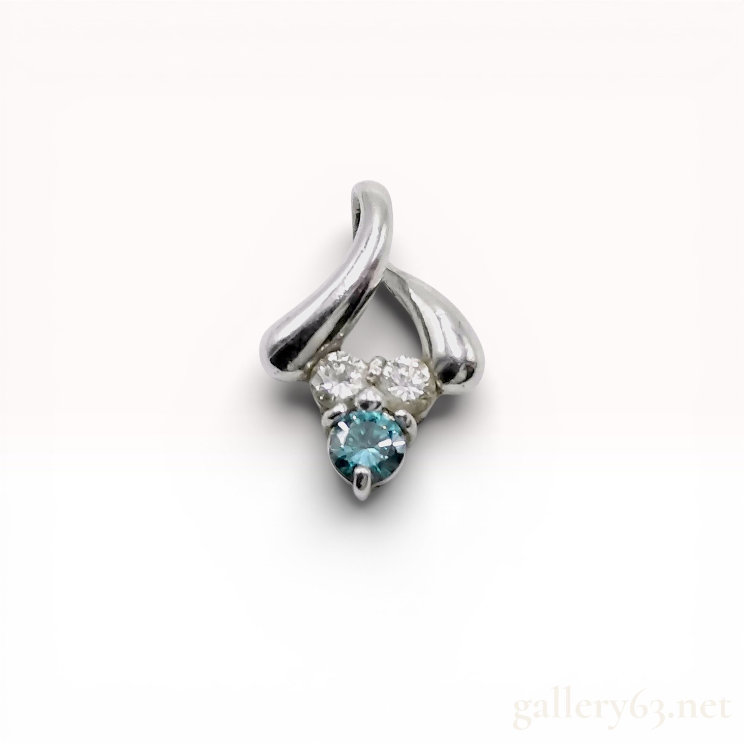 Platinum Blue Diamond and Colorless Diamond Bypass Pendant