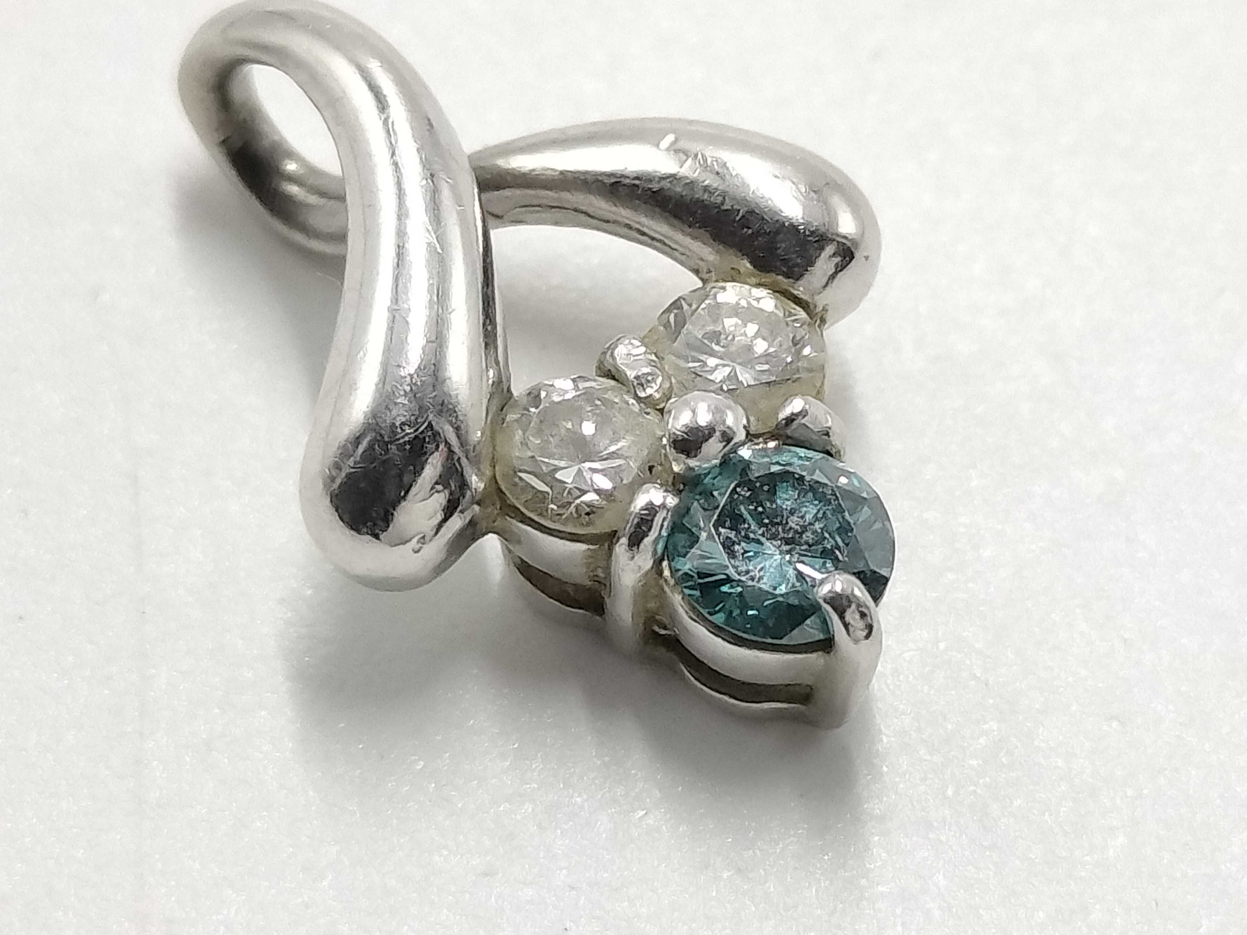 Platinum Blue Diamond and Colorless Diamond Bypass Pendant
