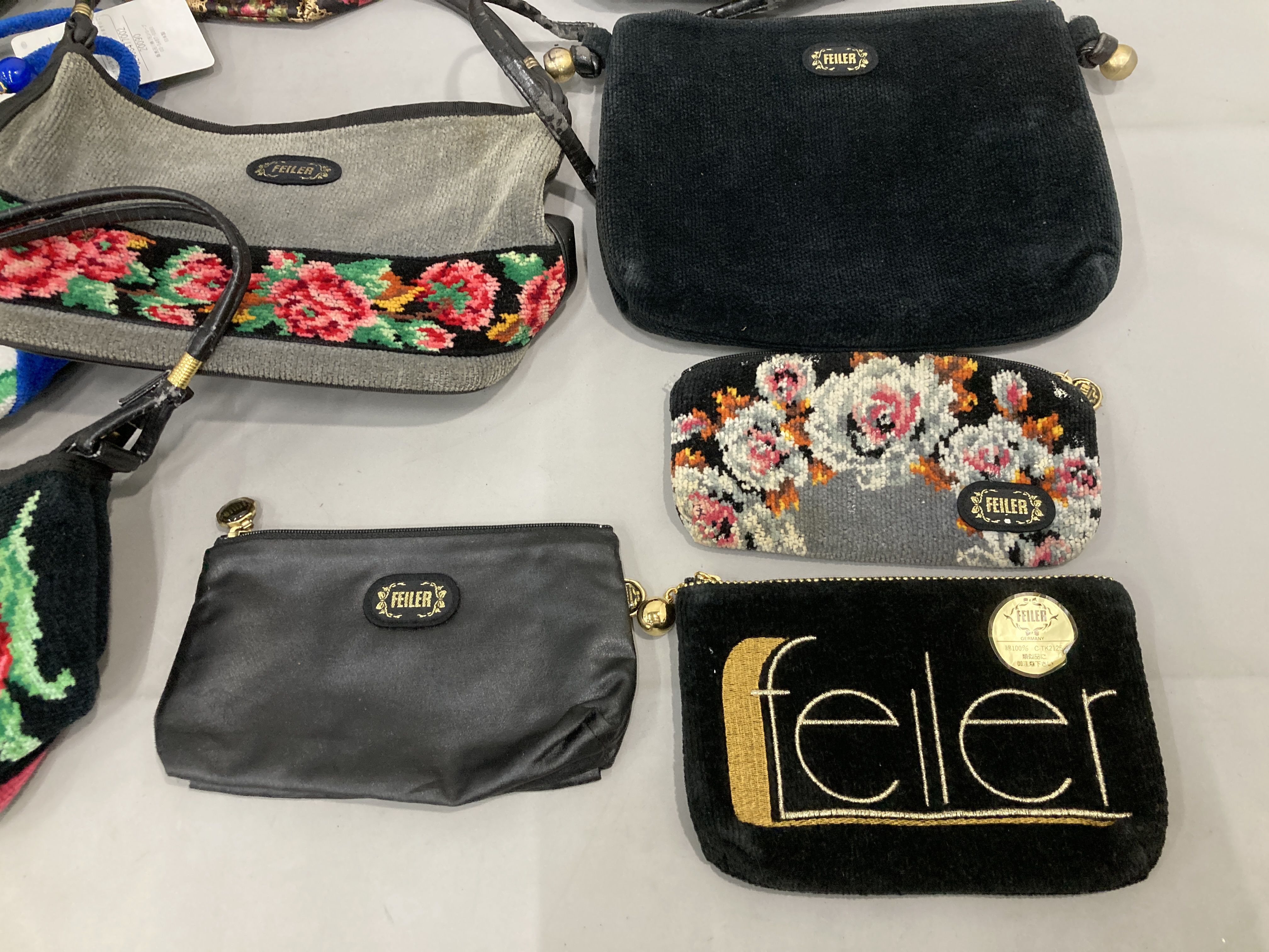 A Collection of Feiler Chenille Handbags and Accessories