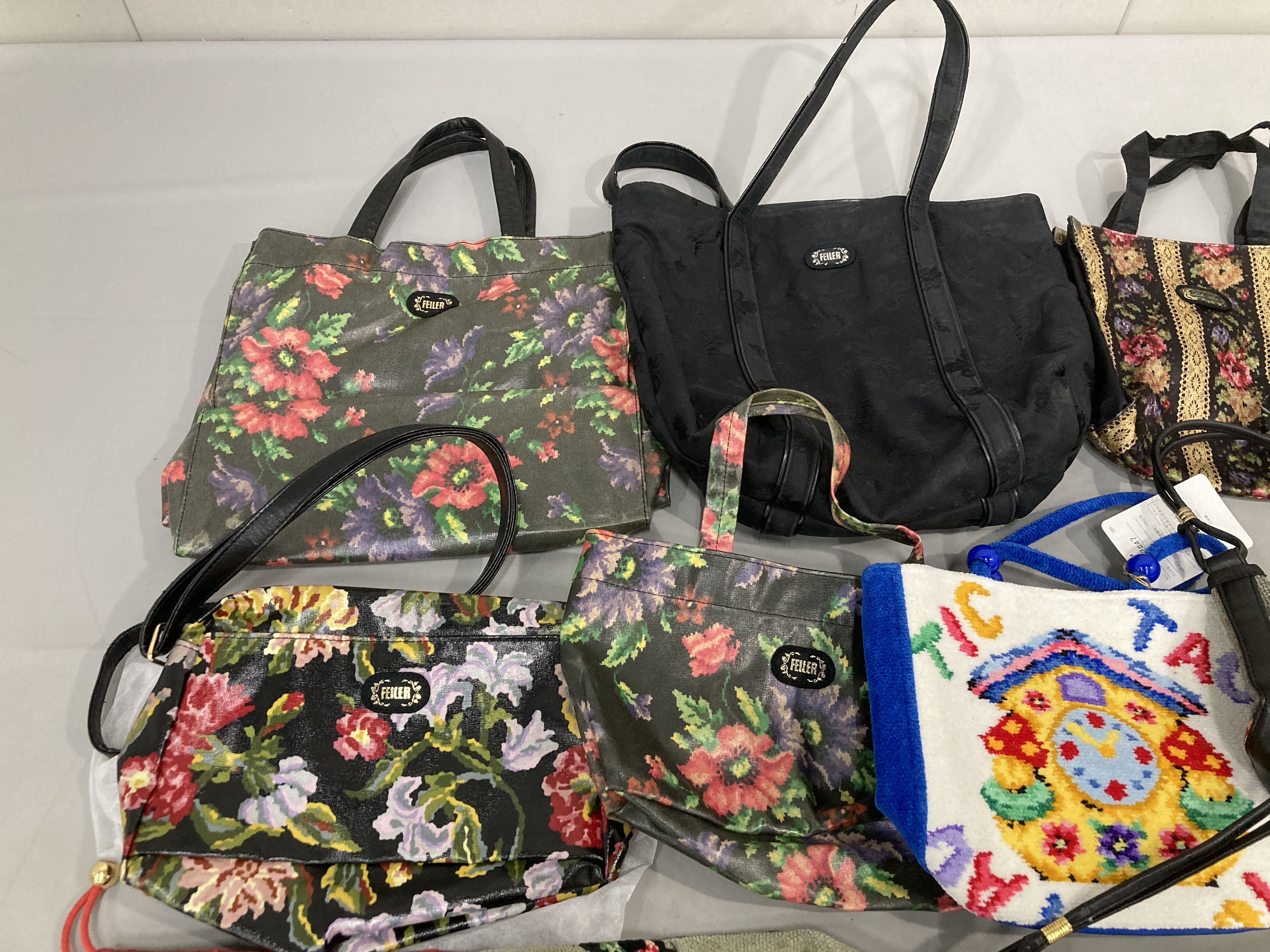 A Collection of Feiler Chenille Handbags and Accessories