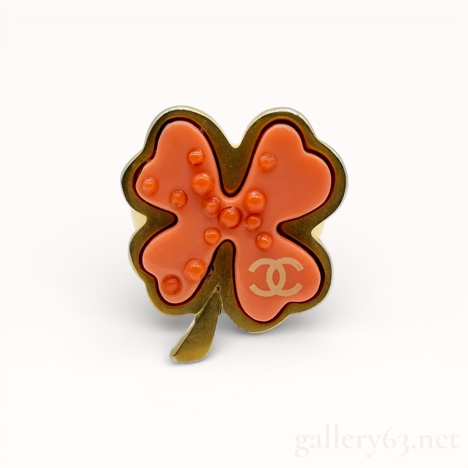 Chanel 2003 Spring 03P 24K Gold Plated Clover Ring Size 7
