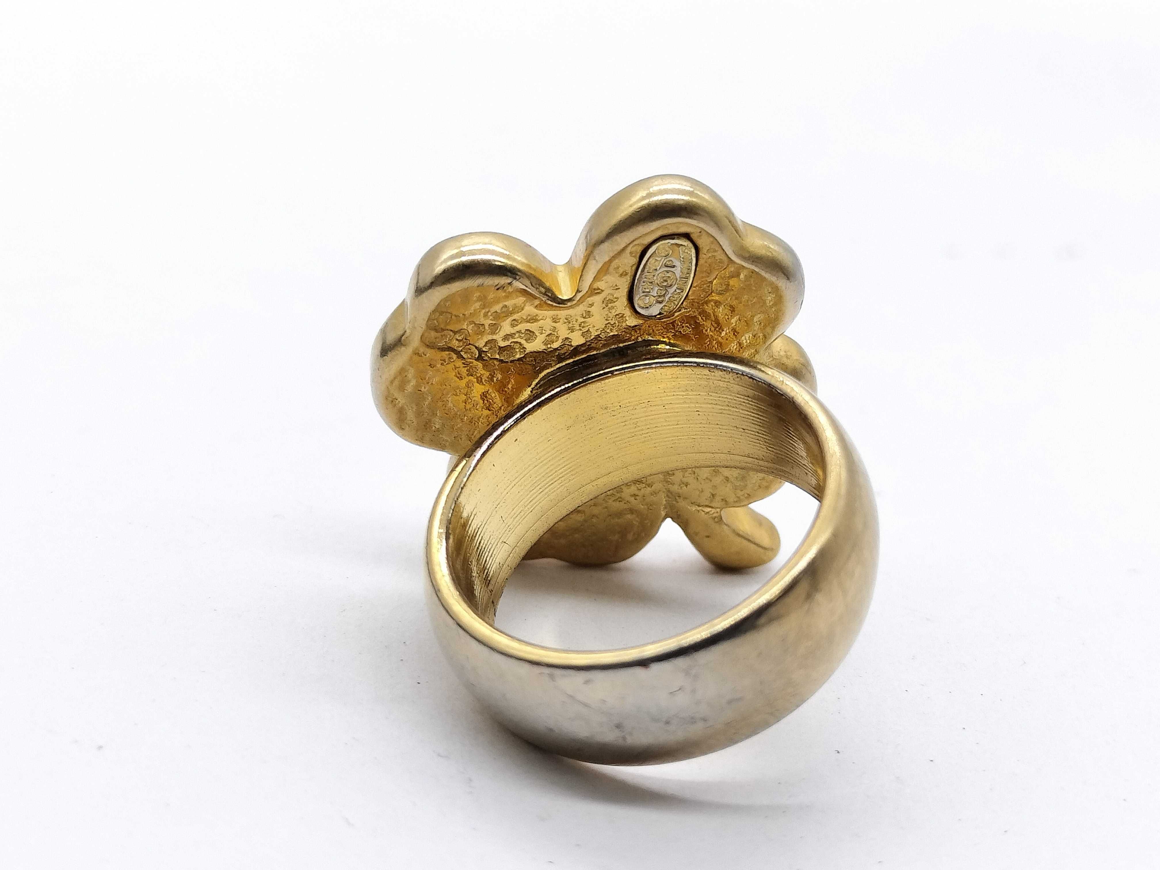 Chanel 2003 Spring 03P 24K Gold Plated Clover Ring Size 7