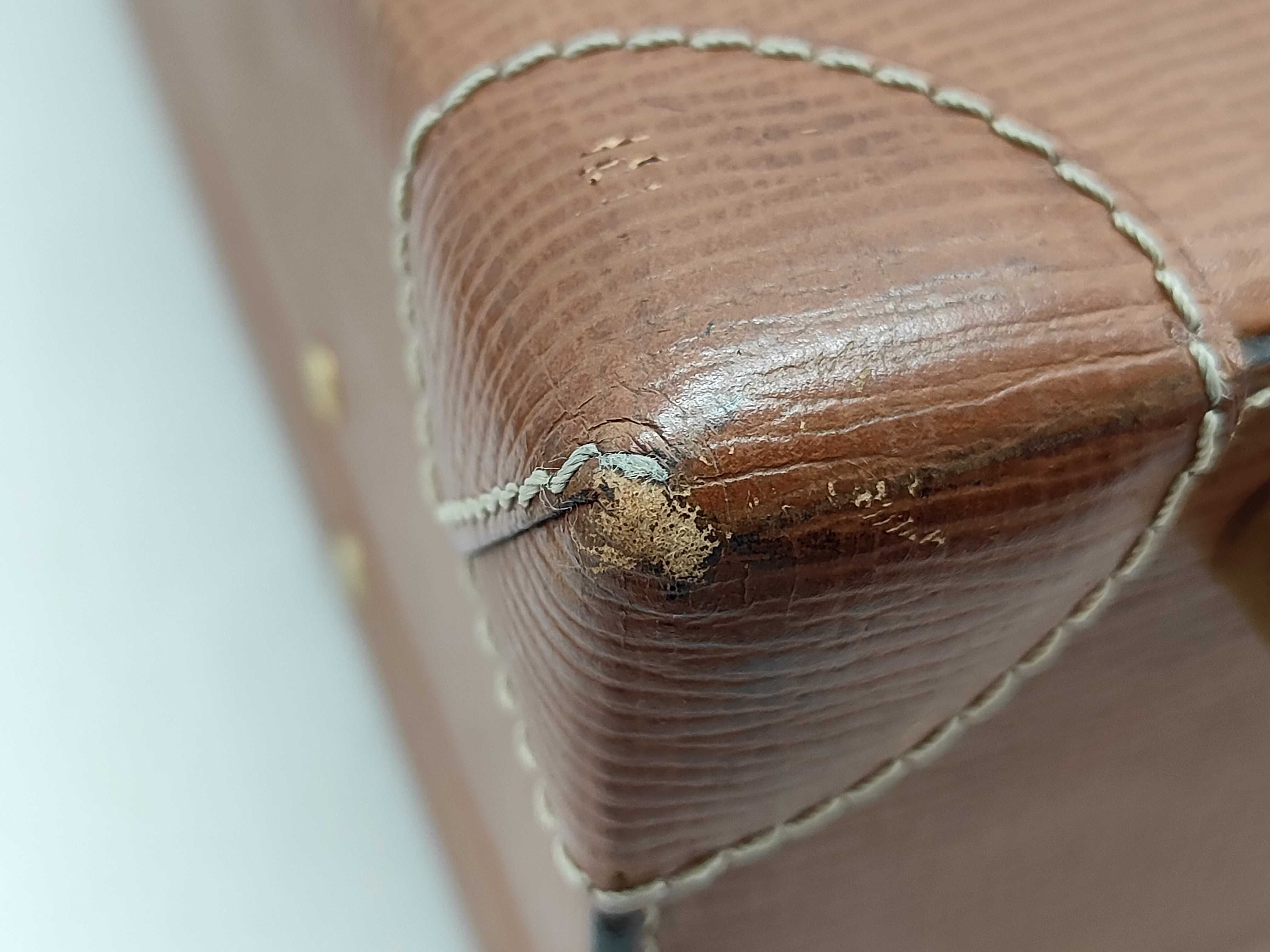 Loewe Vintage Tan Grained Leather Hard Sided Attache Briefcase