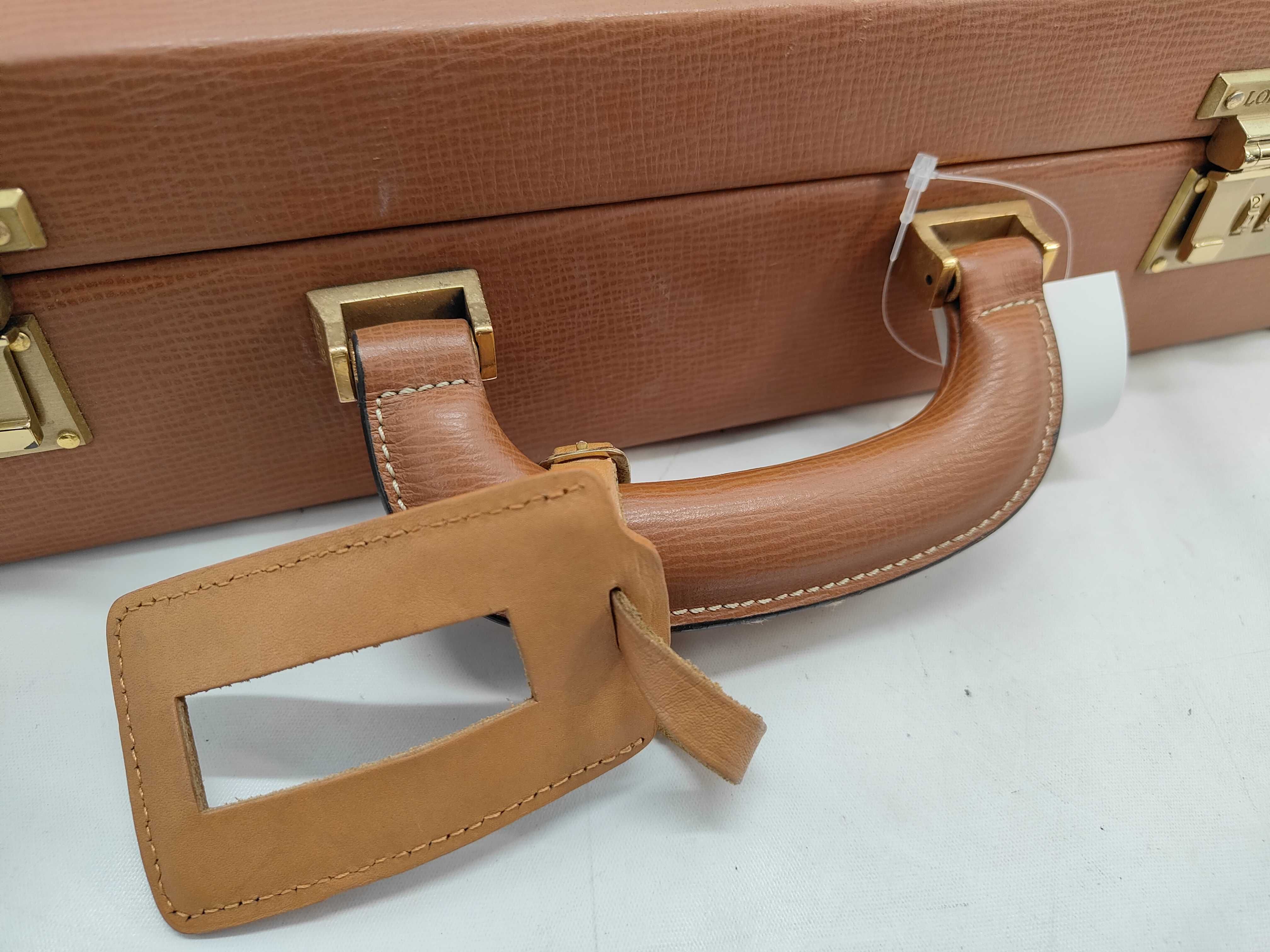 Loewe Vintage Tan Grained Leather Hard Sided Attache Briefcase