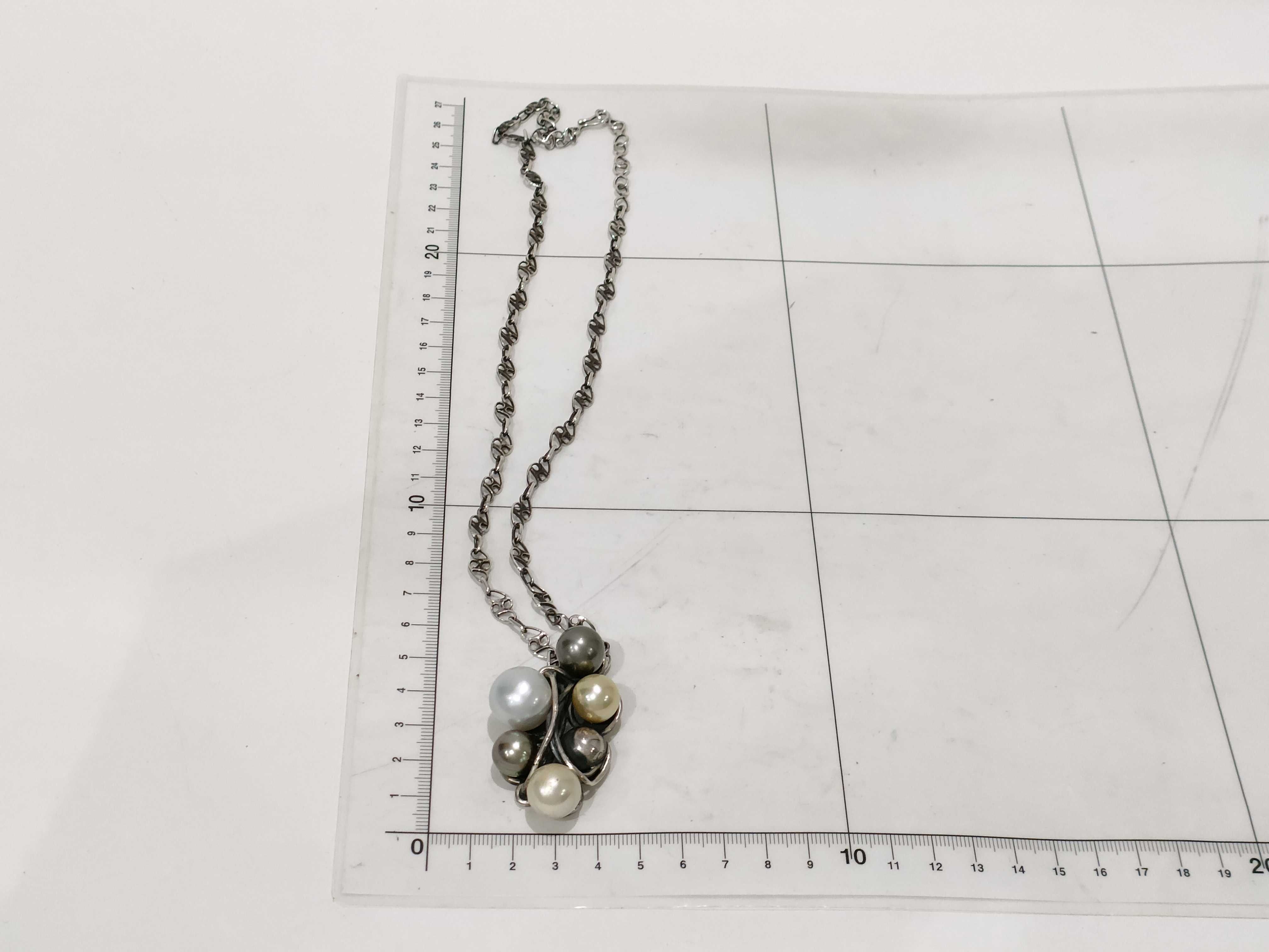 BeBe Kobo Silver and Multi-Tone Cultured Pearl Cluster Pendant Necklace