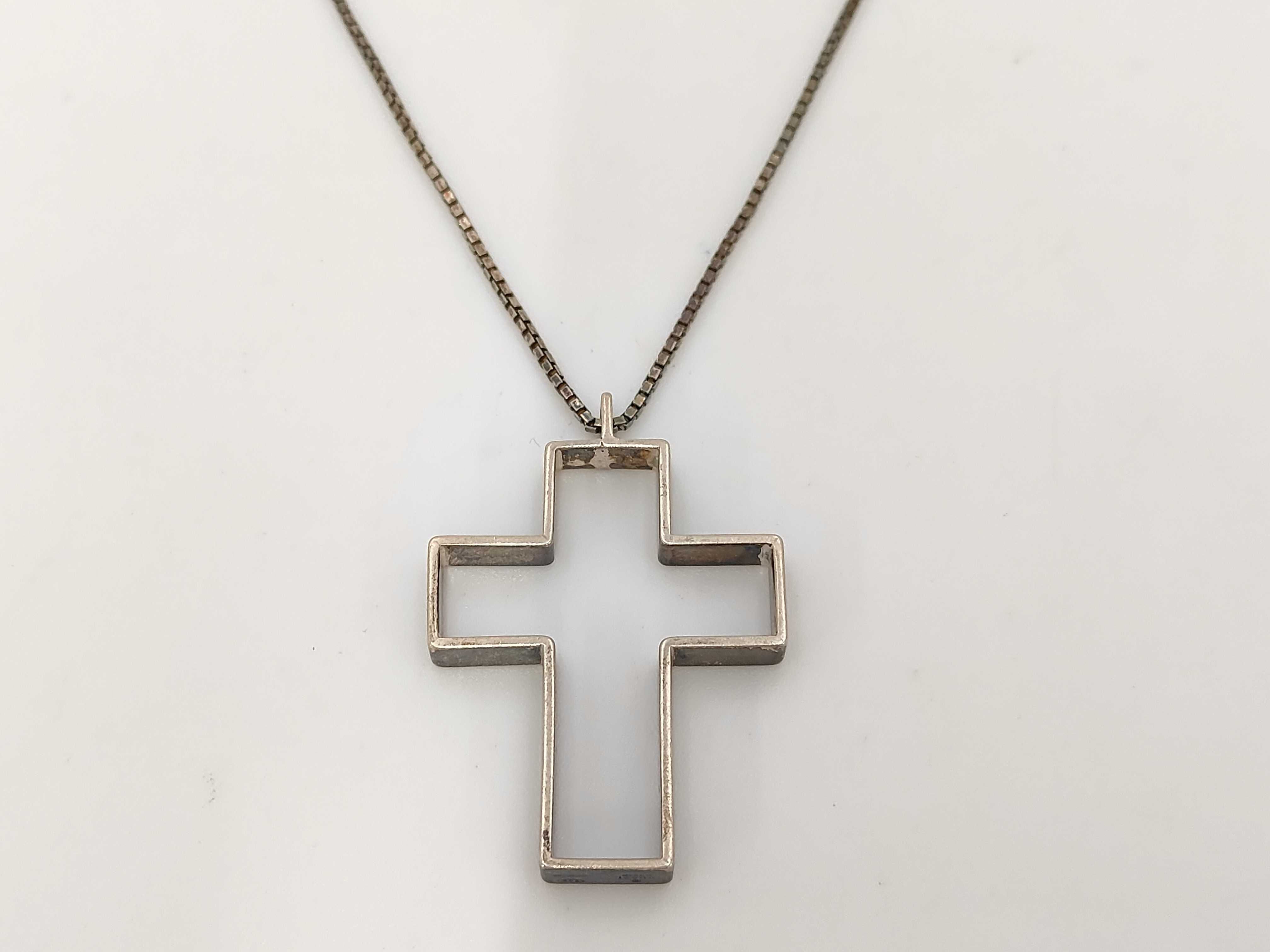 Gucci Sterling Silver Large Hollow Cross Pendant Necklace