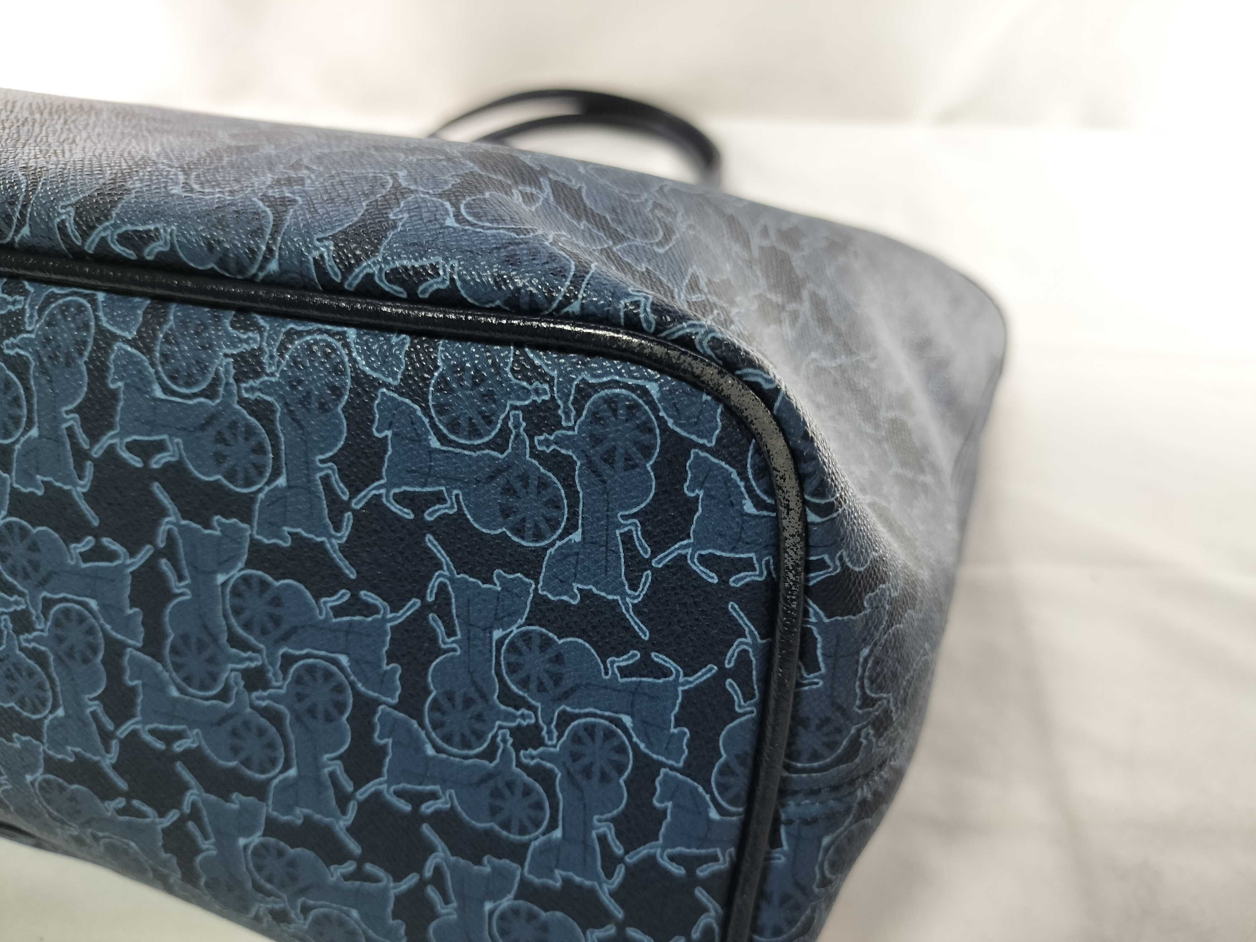 Celine Blue Coated Canvas Horse and Carriage Monogram Tote Bag