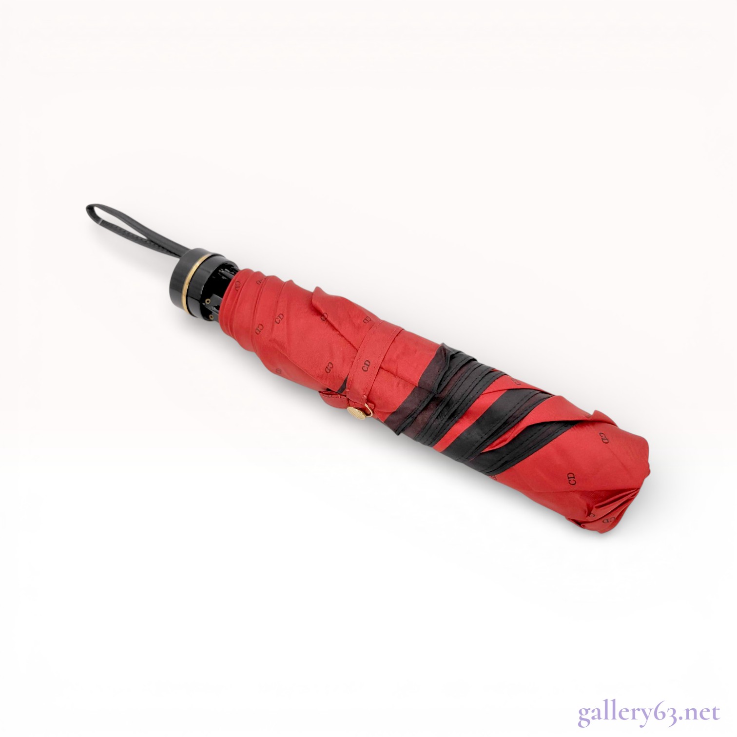 Christian Dior Monogram Folding Umbrella, Red and Black
