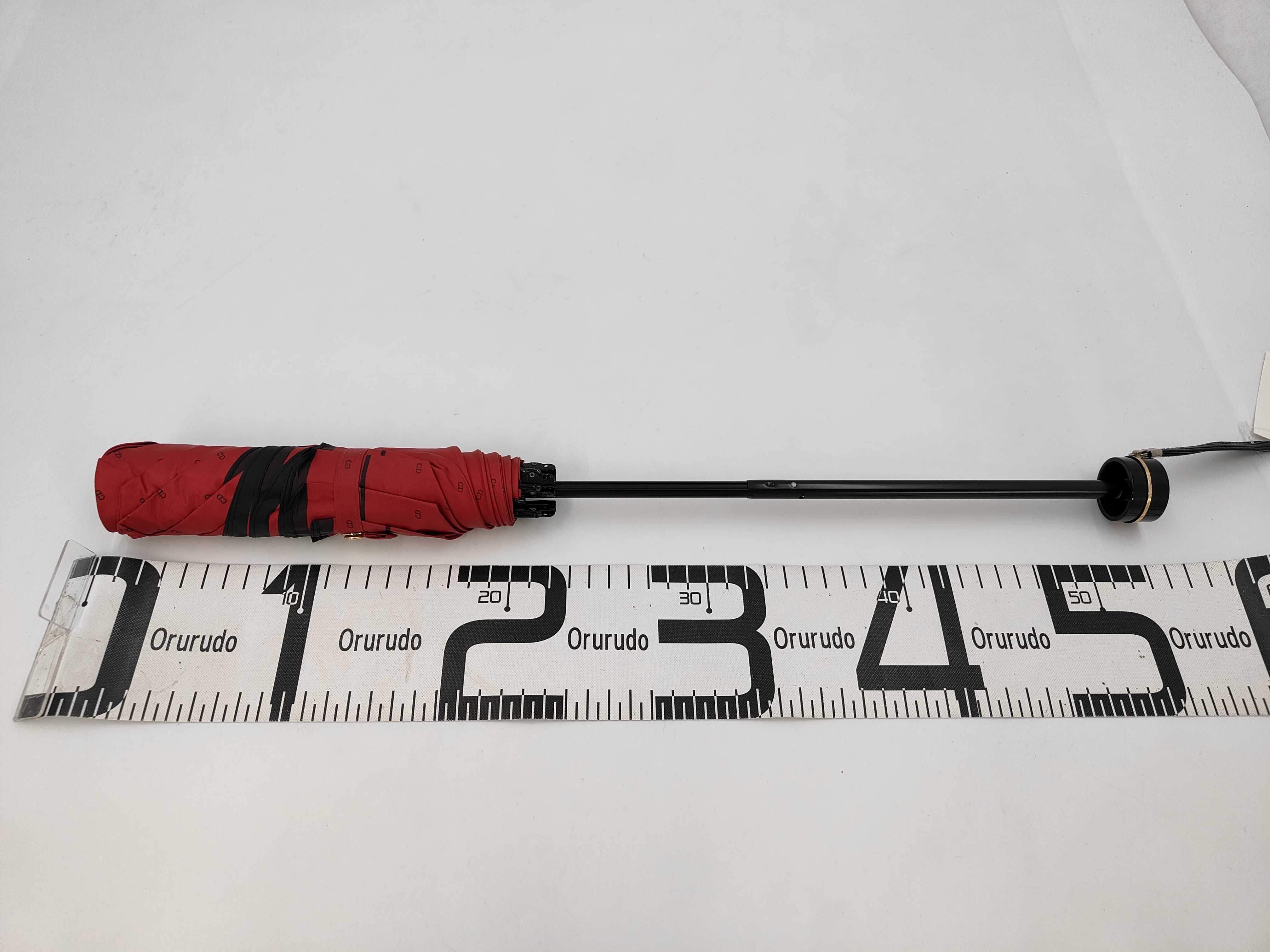 Christian Dior Monogram Folding Umbrella, Red and Black