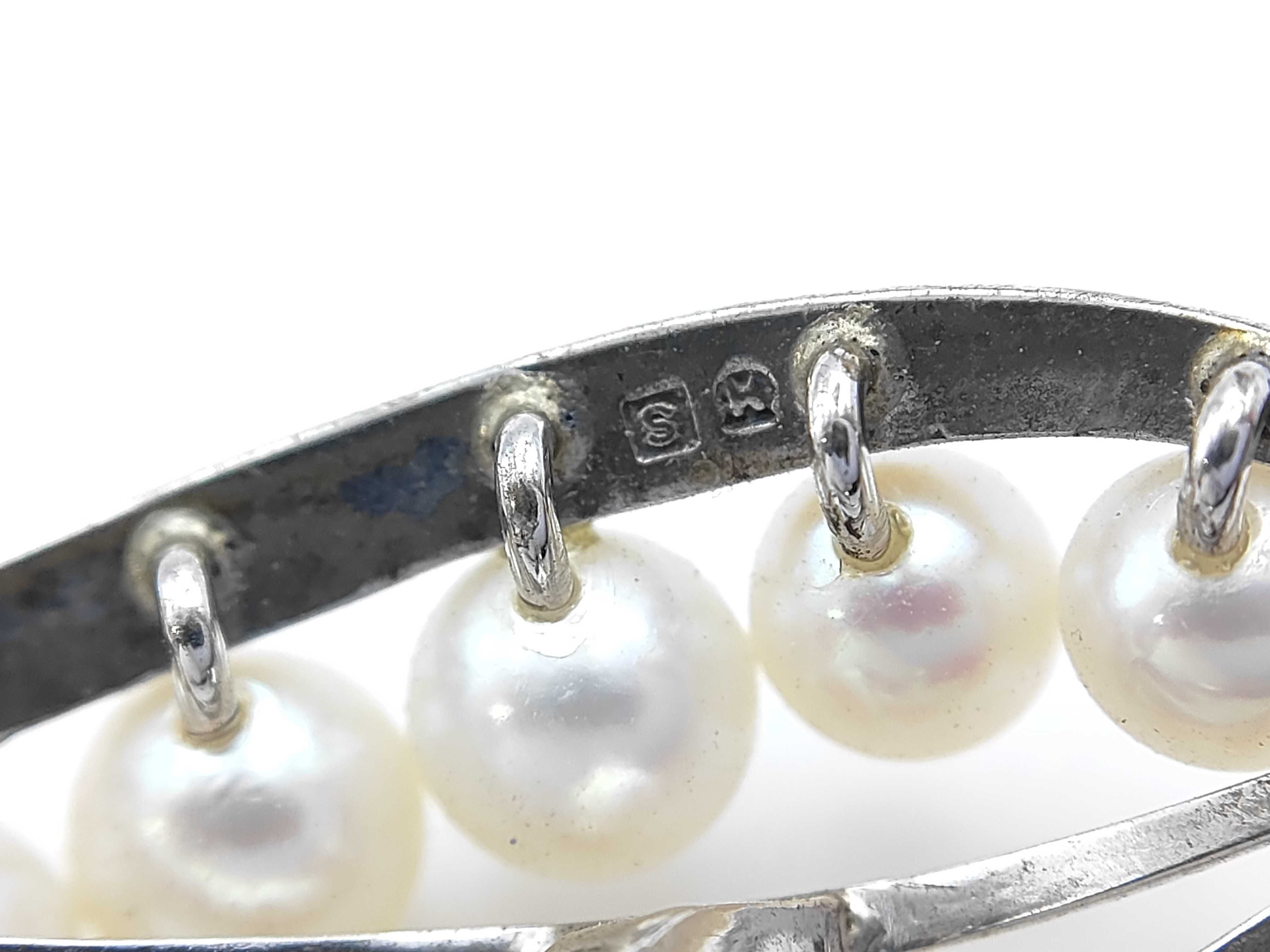 Mikimoto Sterling Silver and Graduated Cultured Pearl Spray Brooch