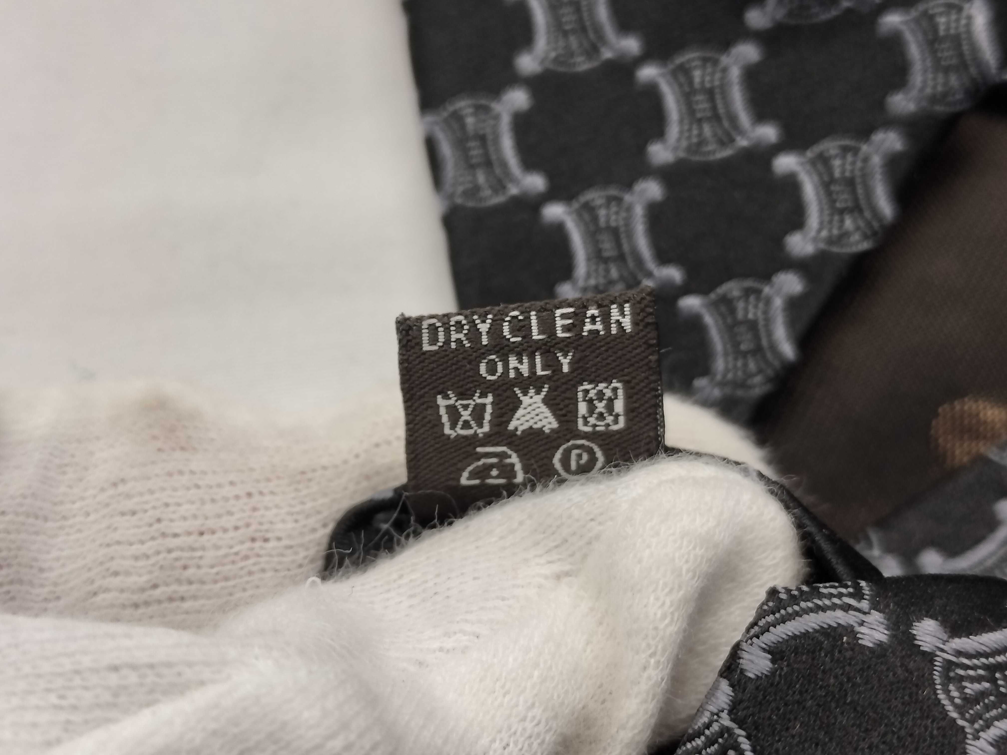 Celine Men's Black Silk Necktie with Silver-Grey Triomphe Motif