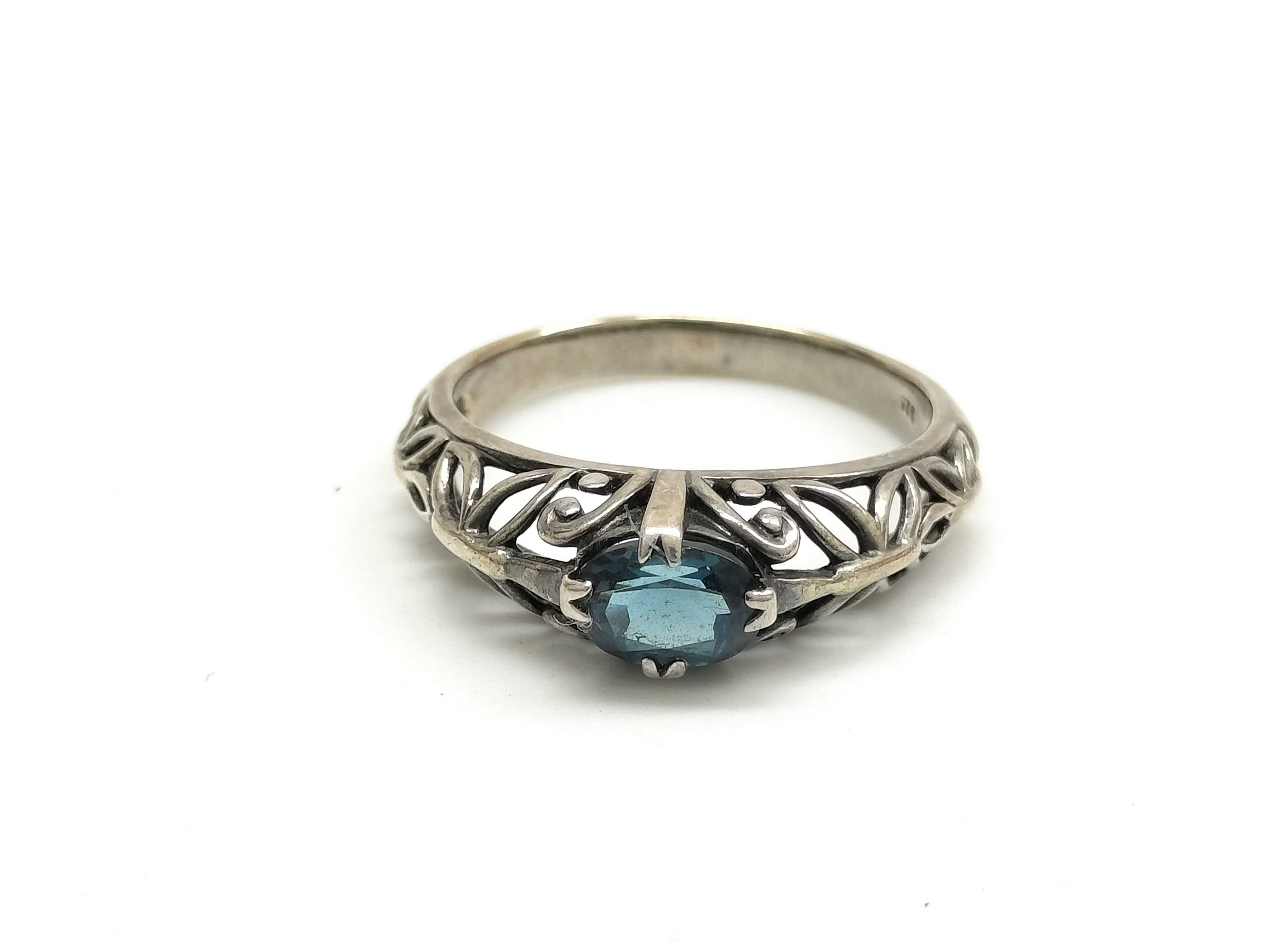 A Trio of Sterling Silver and Gemstone Rings