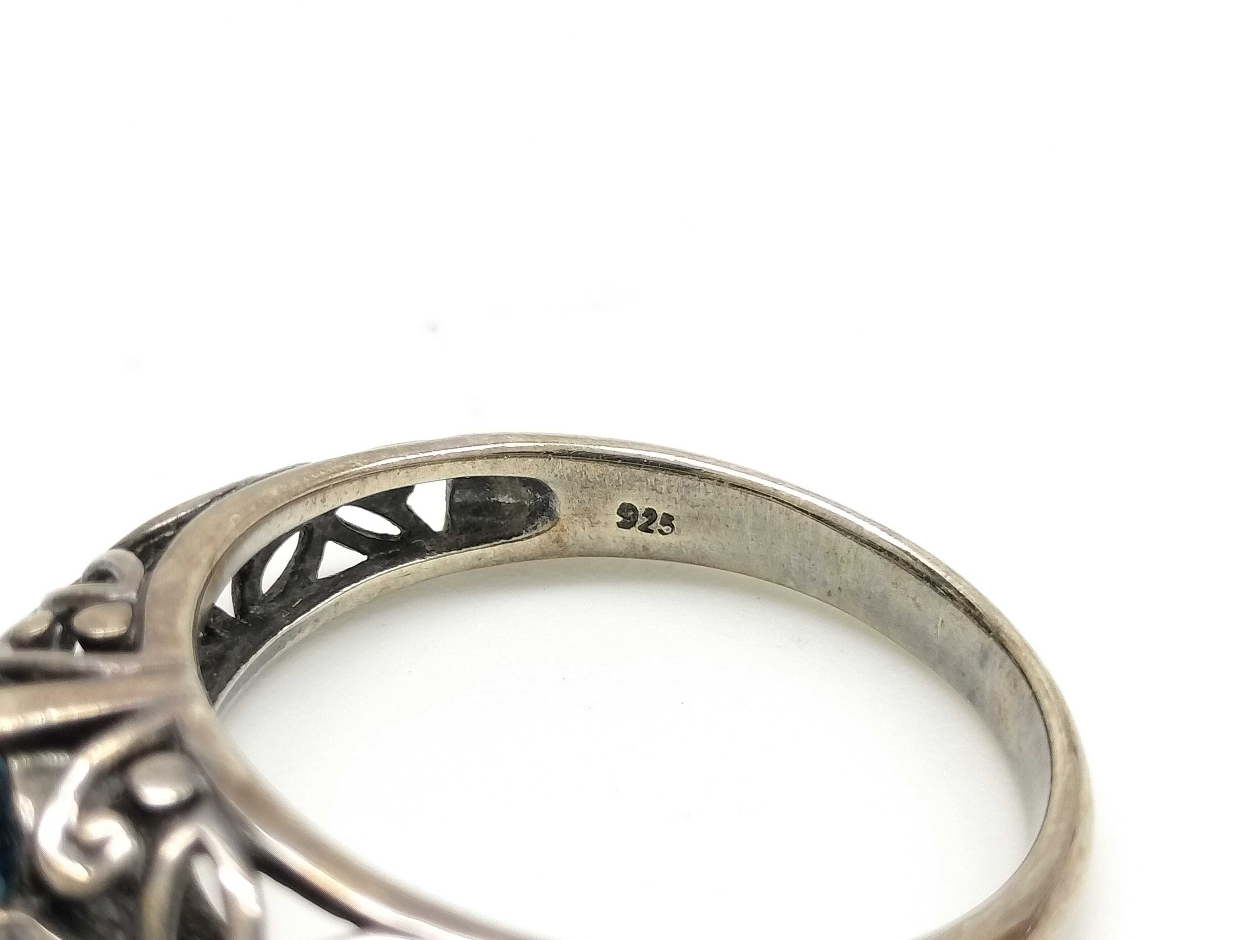 A Trio of Sterling Silver and Gemstone Rings