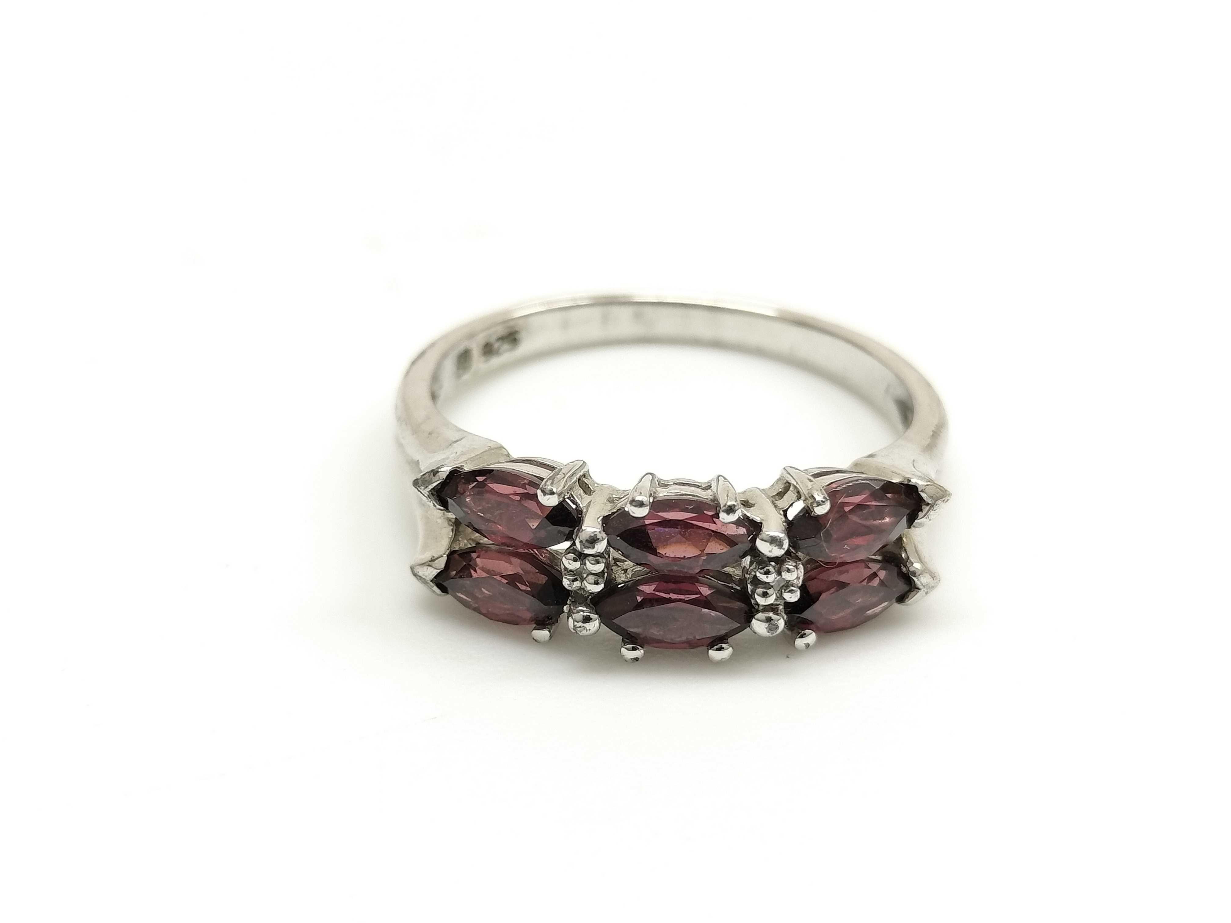 A Trio of Sterling Silver and Gemstone Rings