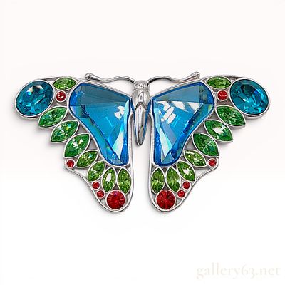 Swarovski Almazora Paradise Sterling Silver and Crystal Butterfly Brooch. This Swarovski 