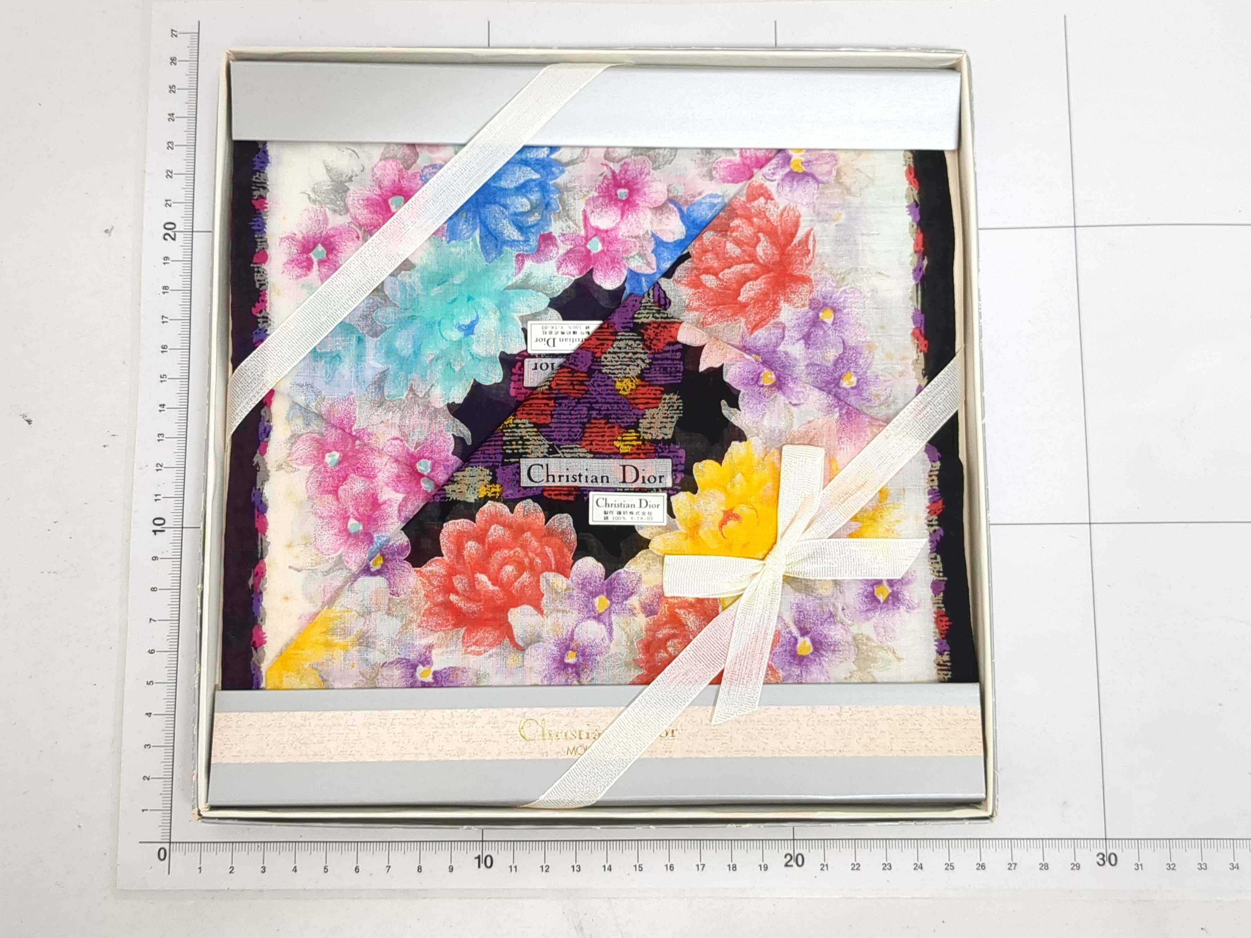 Two Designer Cotton Scarf Box Sets by Fendi and Christian Dior