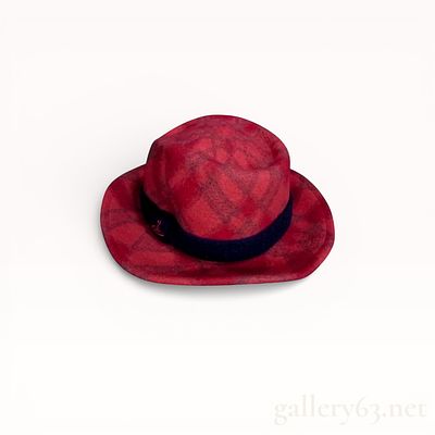 Vivienne Westwood Red Plaid Wool Fedora Hat. Vivienne Westwood fedora hat, late 20th to early 